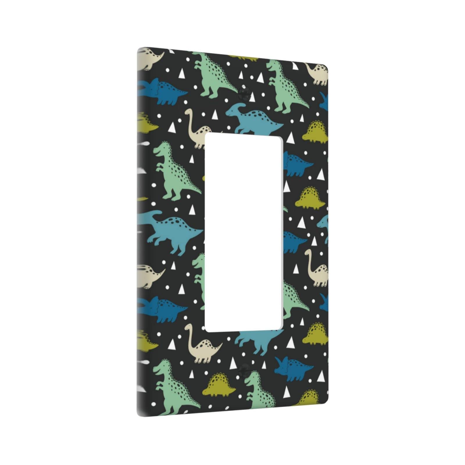 Dinosaur Themed 1-Gang Toggle Light Switch Cover Plate - Decorative Plastic Wall Plate for Electrical Outlets - Perfect for Bedroom, Bathroom & Kitchen Decor (Black)
