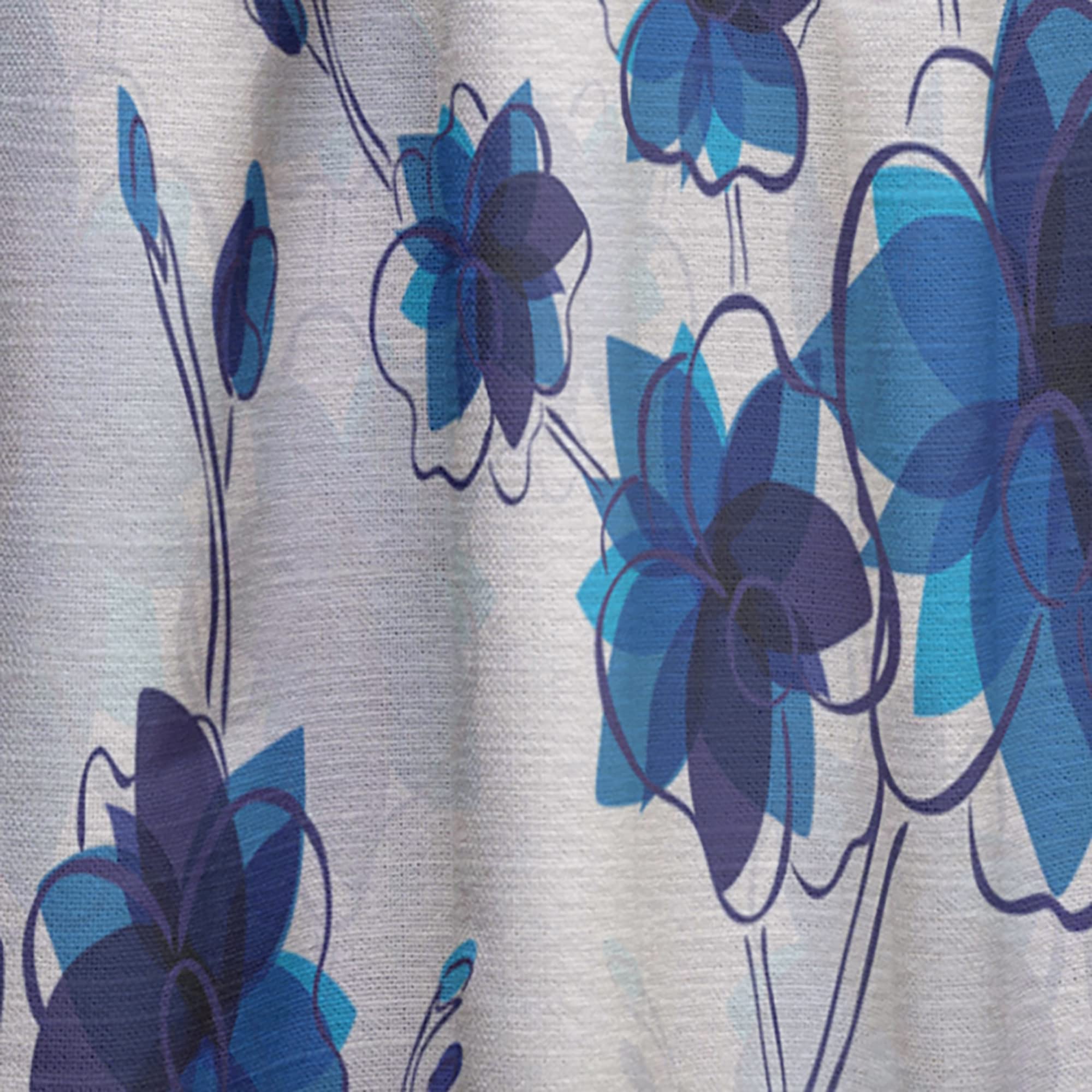 DesignQ Abstract Blue Floral Print Thermal Insulated Curtain Panel - 52x108 Inches - Bedroom & Living Room Window Drapes - Energy Efficient Room Darkening Curtains for Home Decor