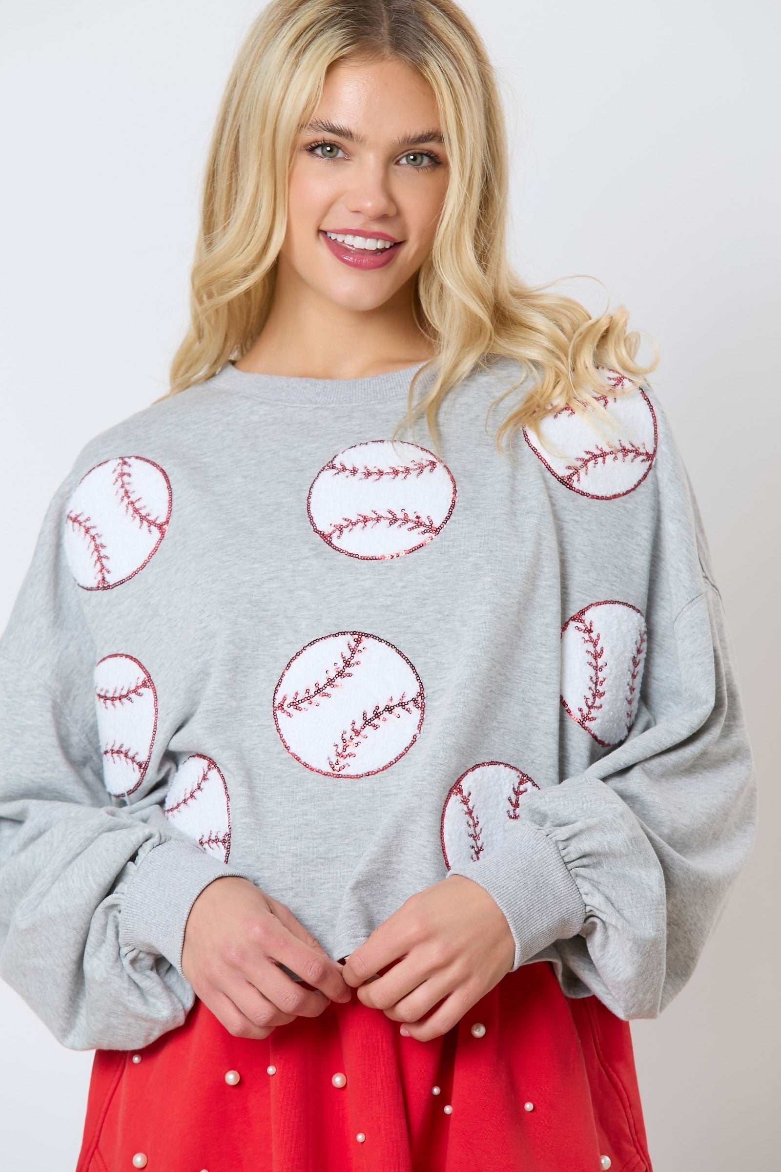 Stylish Baseball Towel & Sequins Embroidery Sweatshirt for Women - Trendy Fashion Hoodie for Sports Fans, Casual Wear, and Gifts