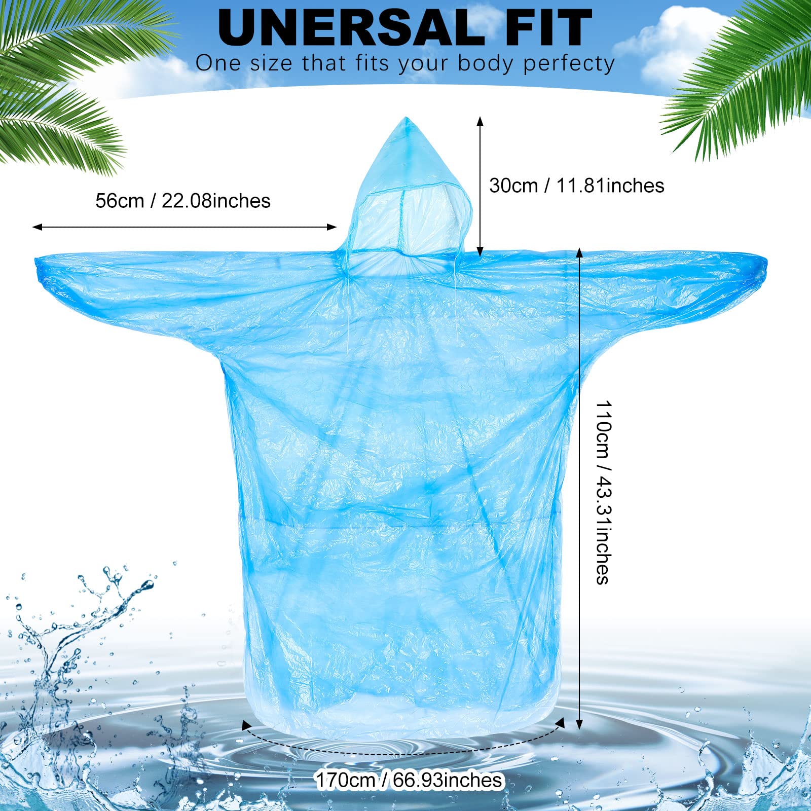 Hercicy 300 Pcs Disposable Rain Ponchos for Adults - Waterproof Emergency Raincoat with Hood - Bulk Pack for Outdoor Events, Camping & Hiking