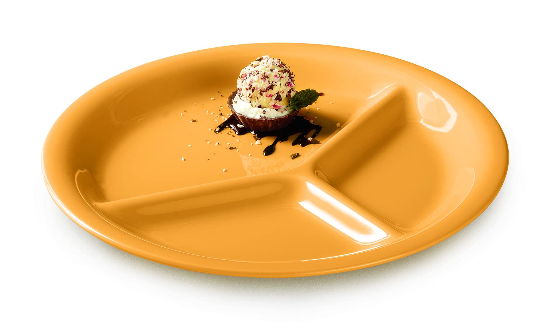 G.E.T. CP-10-TY Heavy-Duty 3-Section Plastic Plates 10.25 Inch, Tropical Yellow (12-Pack) - Perfect for Parties, Picnics & Catering Events