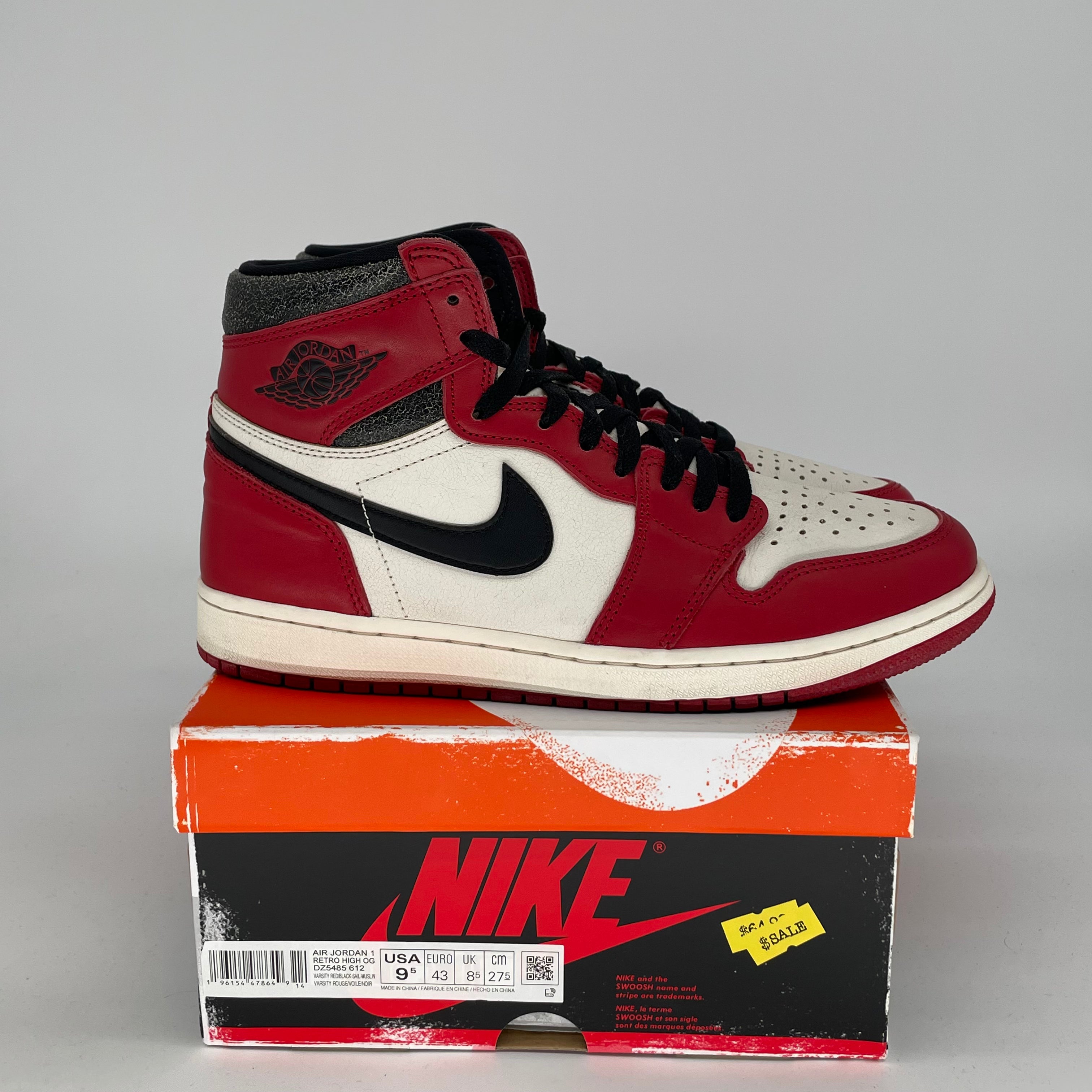 Air Jordan 1 Chicago Lost & Found Sneakers - Men's Size 9.5/Women's 11 (DZ5485-612) - Retro Basketball Shoes for Streetwear & Casual Outfits