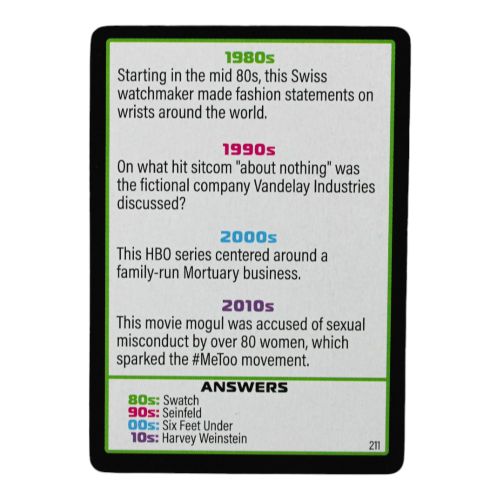 Decades of Trivia Game - Nostalgic Pop Culture Quiz for Family Game Night & Party Entertainment | 1980s, 1990s, 2000s Trivia Cards