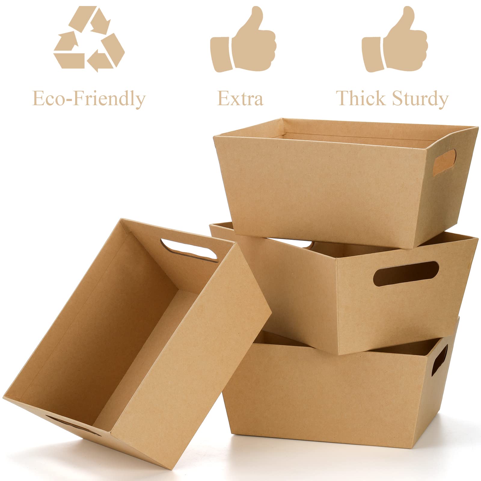 DEAYOU 10 Pack Kraft Paper Baskets with Handles - 5 LB Capacity Brown Gift Baskets for Wine, DIY Projects, Food Display, Snacks & Crafts - Perfect for Party Favors, Wedding Decor & Holiday Gifting