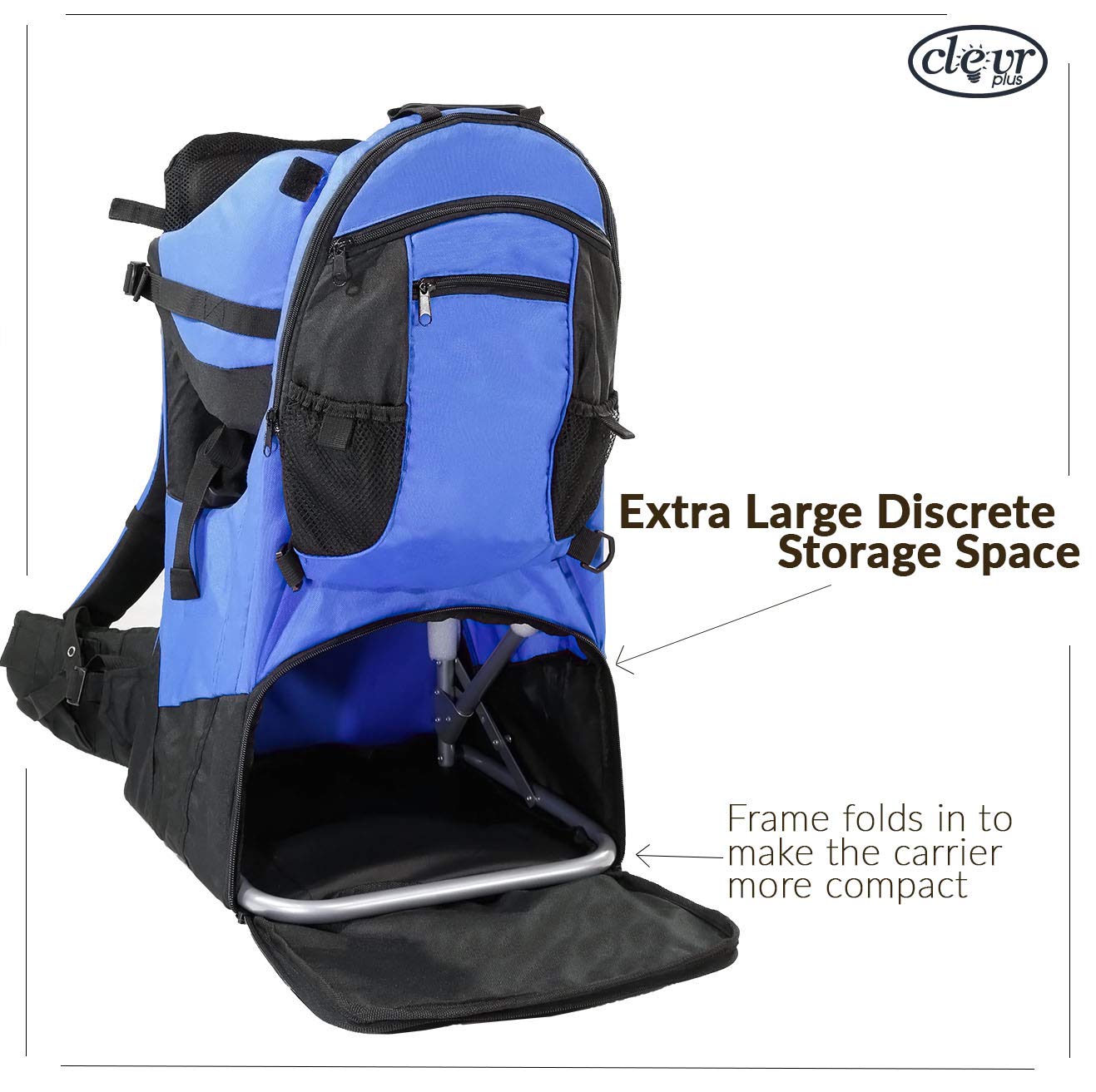ClevrPlus Deluxe Adjustable Baby Carrier - Ergonomic Infant Backpack for Hiking, Travel & Outdoor Adventures - Hands-Free Baby Wearing for Parents (0-36 Months)