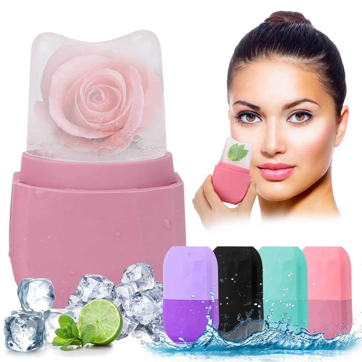 **Upgraded Ice Roller for Face & Eye - Cooling Facial Massage Tool for Skin Care, Gua Sha & Puffiness Relief - Silicone Ice Mould to Reduce Fine Lines & Dark Circles (Black) - Perfect for Morning Routine & Post-Workout Skin Refresh**