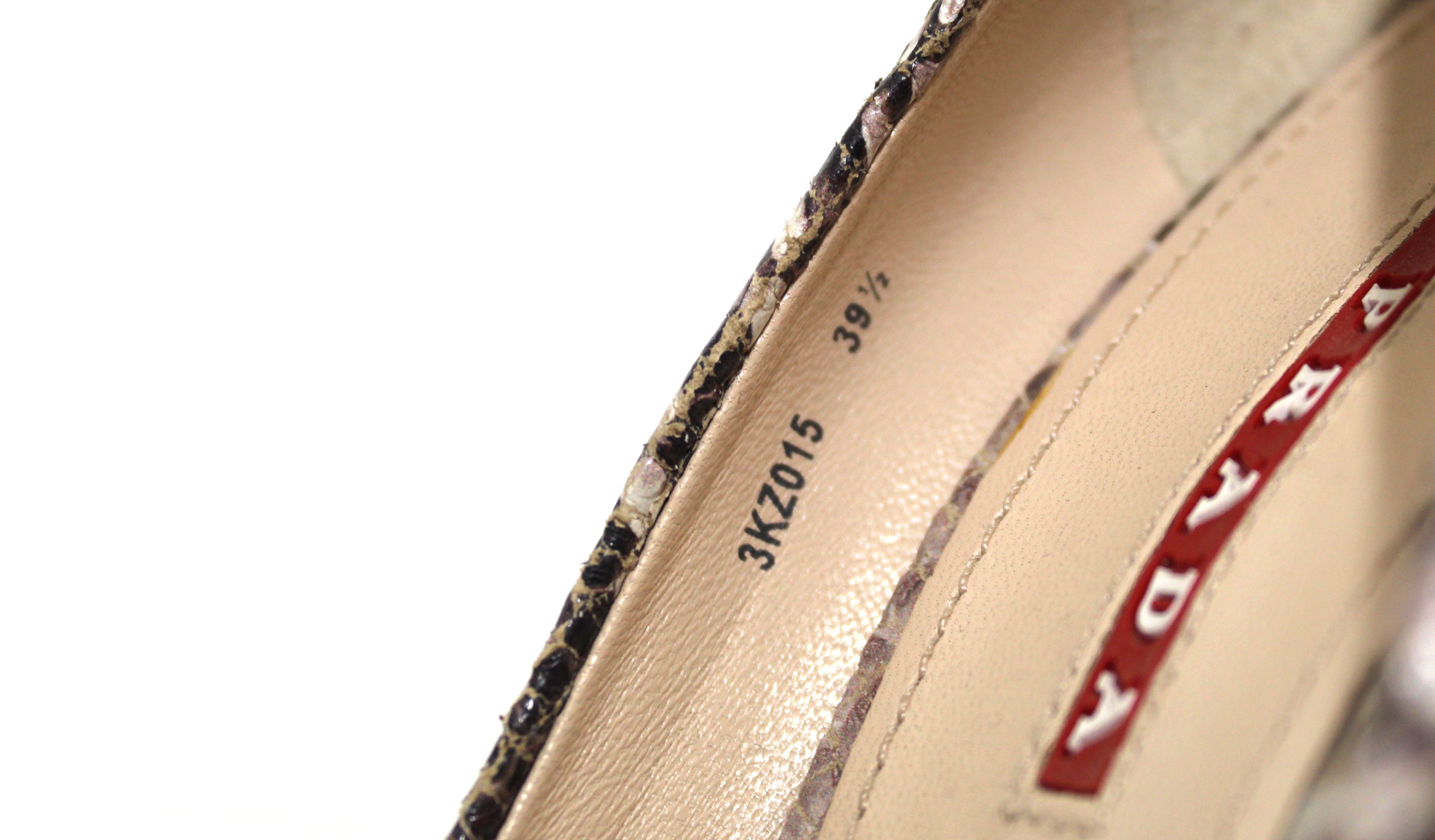 Authentic Prada Beige Python Leather Wedge Shoes Size 39.5 - Luxury Designer Heels for Women, Perfect for Parties, Weddings & Special Occasions