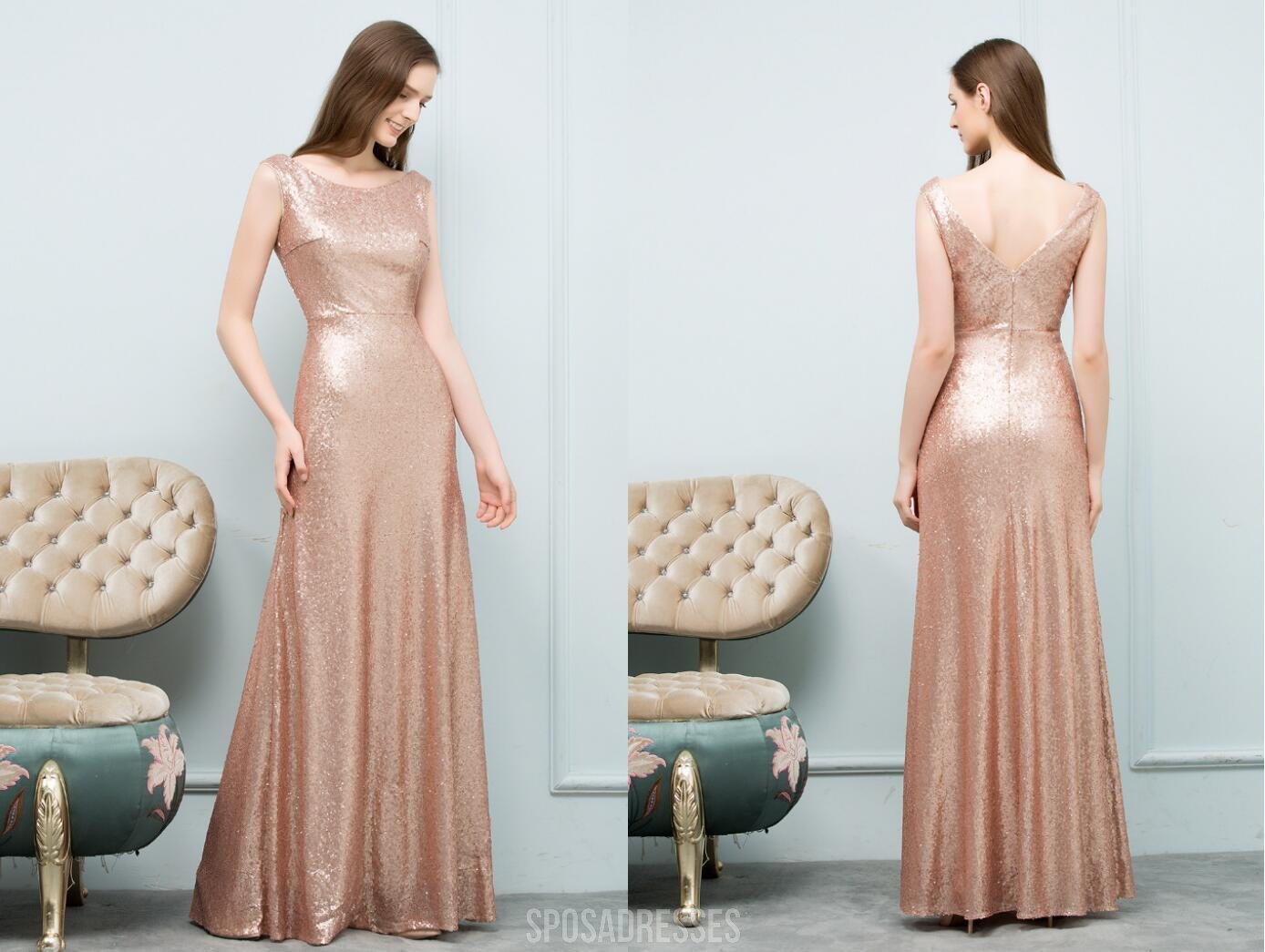 Sparkly Gold Sequin Floor-Length Bridesmaid Dresses - Elegant Mismatched Styles for Wedding Party (WG547) | Perfect for Formal Events, Prom & Evening Occasions