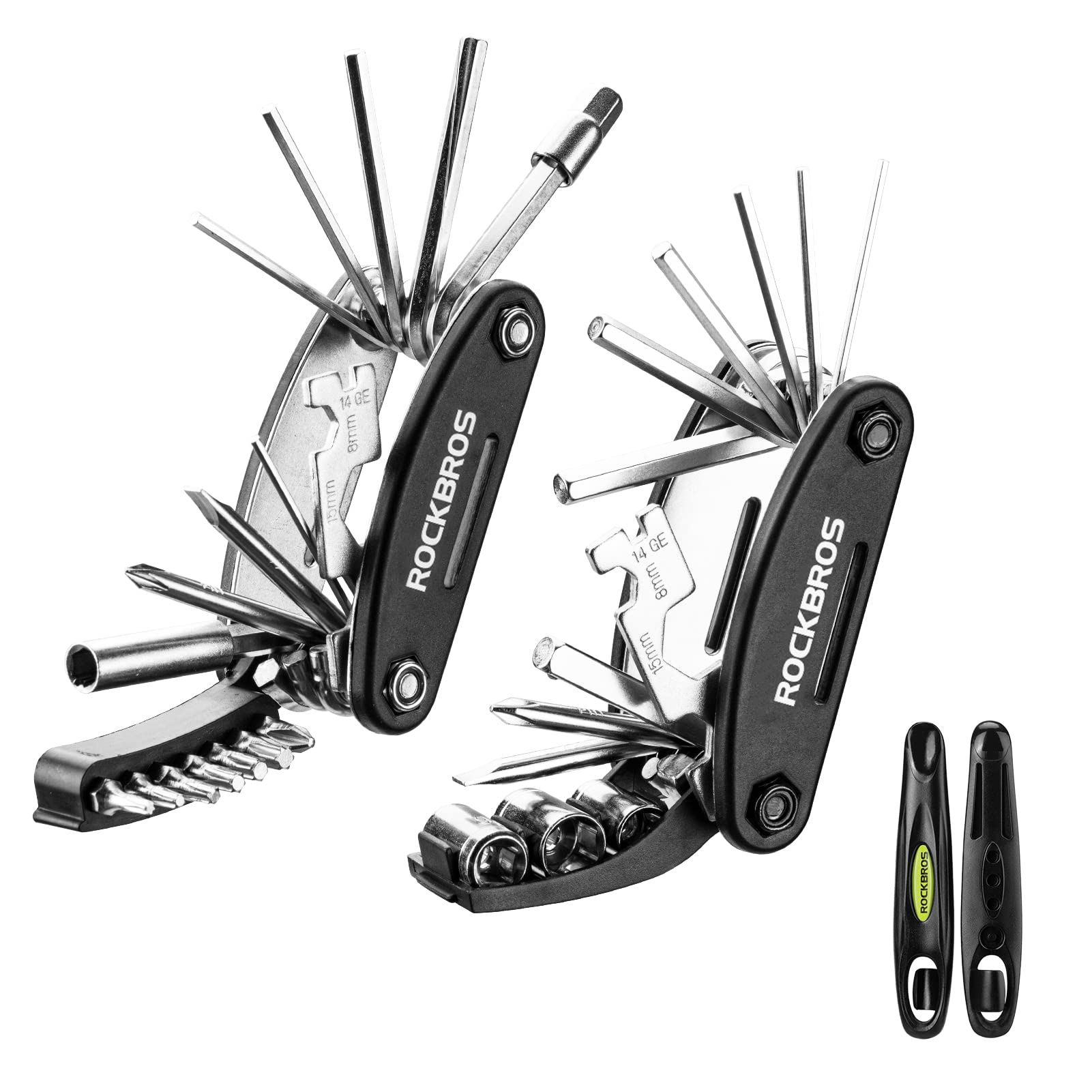 ROCKBROS 16-in-1 Multi-Function Bike Repair Tool Kit - Portable Foldable Cycling Multitool with Allen Wrench & Tire Levers - Perfect for Road Bikes, Mountain Bikes & Commuting Cyclists