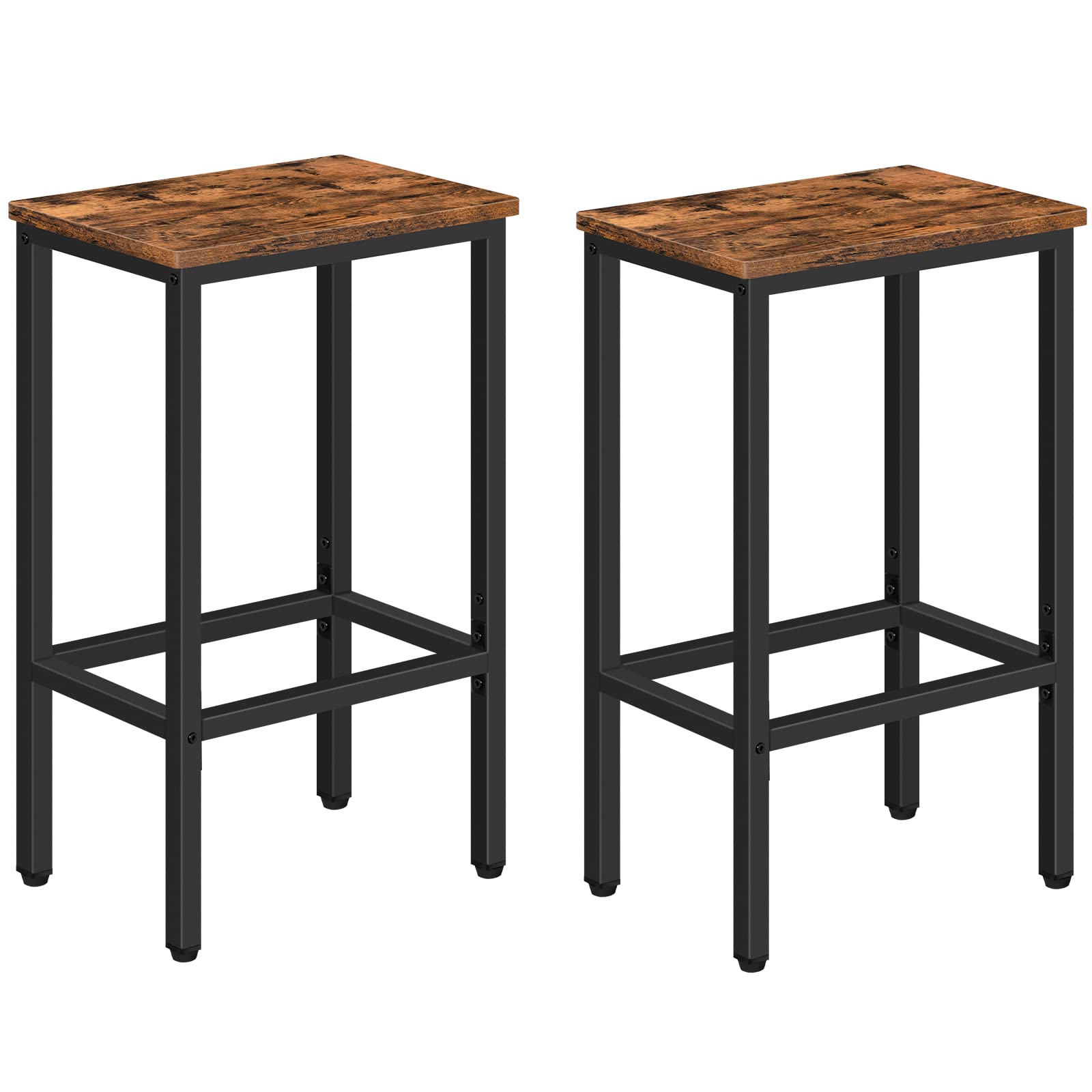 Industrial Rustic Brown Bar Stools Set of 2 - 25.8