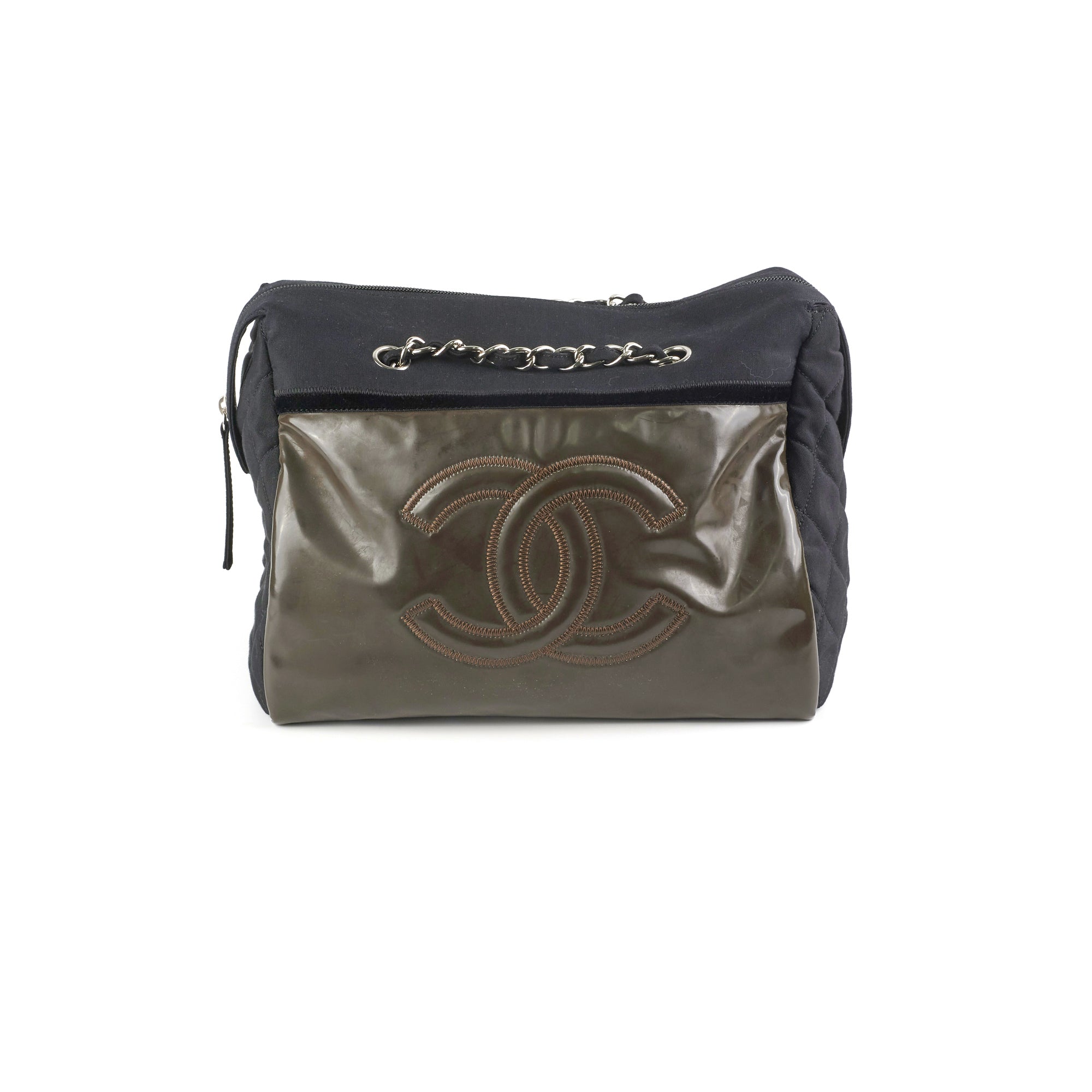 Chanel CC Logo Black Khaki Tote Bag for Women - Luxury Designer Handbag for Work, Travel & Everyday Use