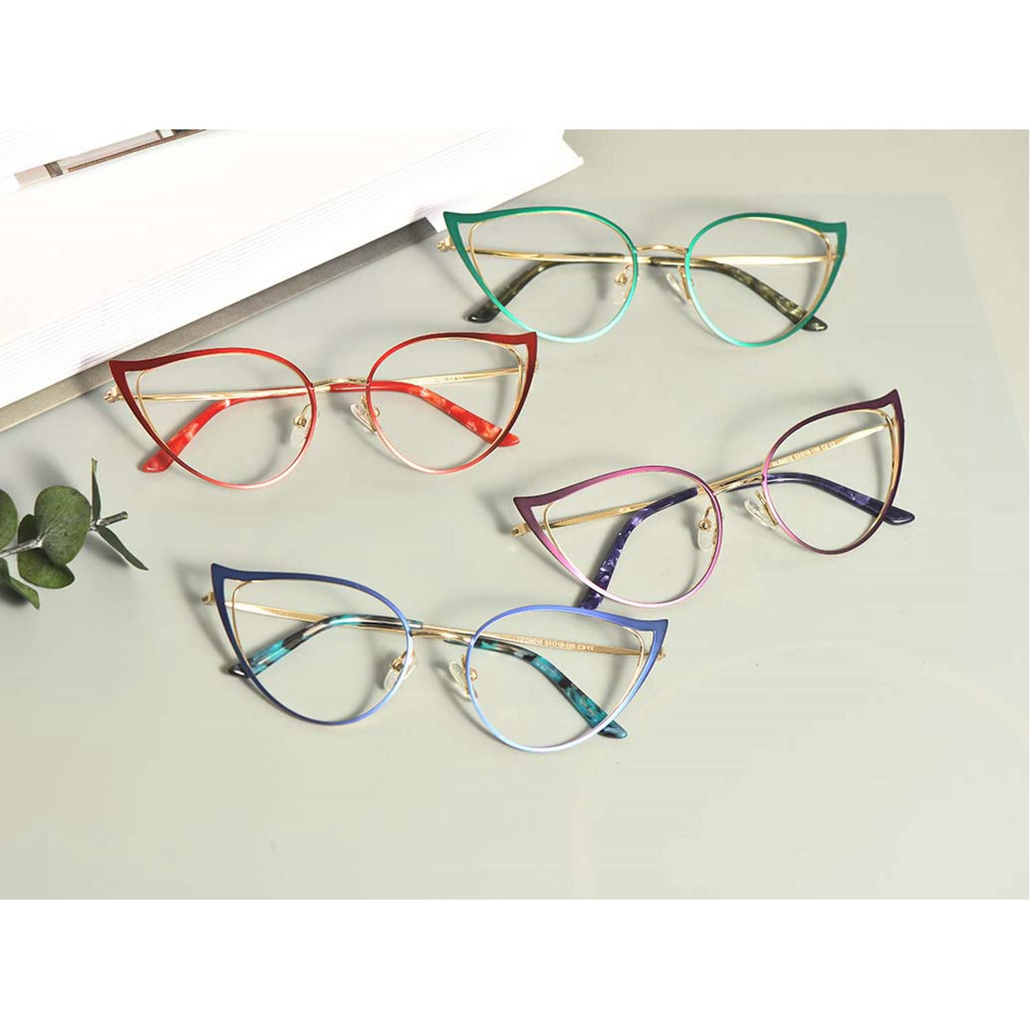 Stylish Cat Eye Blue Light Blocking Glasses for Women - Fashionable Metal Optical Frames for Computer Use, Reading & Office Work