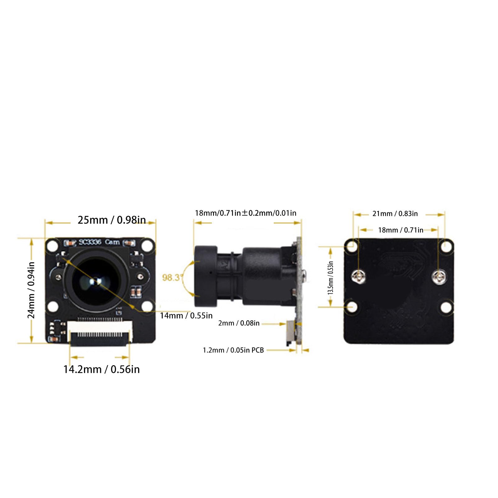 3MP SC3336 Camera Module - High Sensitivity Low Light Performance, Manual Focus Lens for Luckfox Pico Series Boards - Perfect for DIY Electronics, Robotics & Security Systems