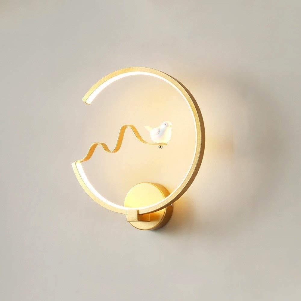 LJJSMG Cartoon Bird Wall Sconce - Black/Gold/White Wrought Iron LED Wall Light for Restaurant, Bedroom & Living Room - Art Deco Reading Lamp for Home Decor & Nighttime Ambience