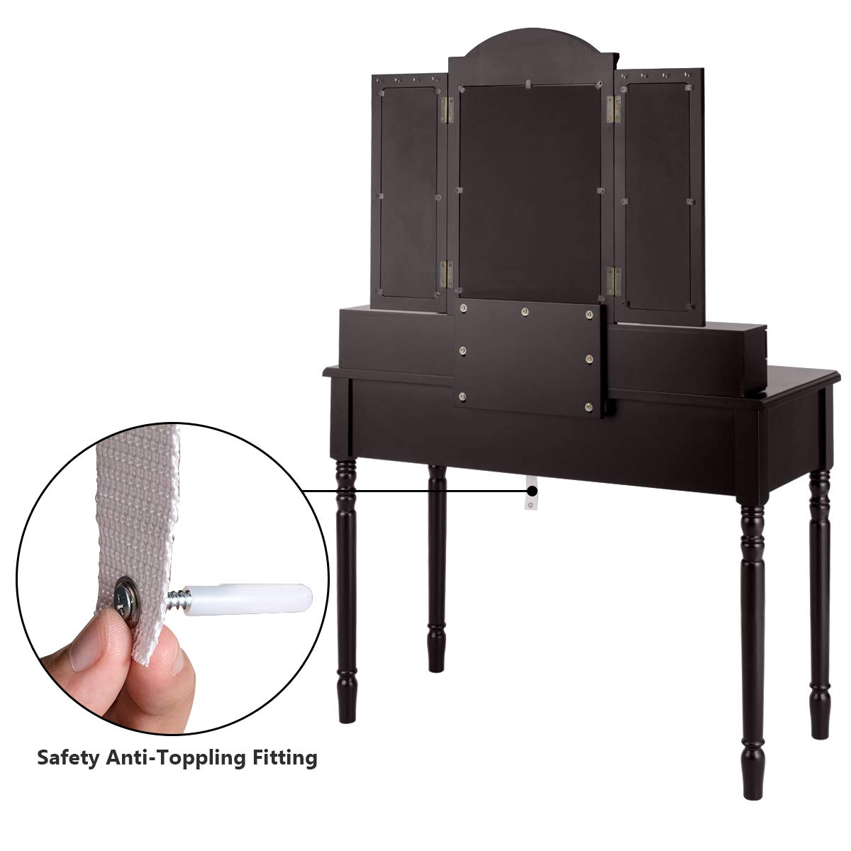 Charmaid Large Makeup Vanity Table with Tri-Fold Mirror - 41.5
