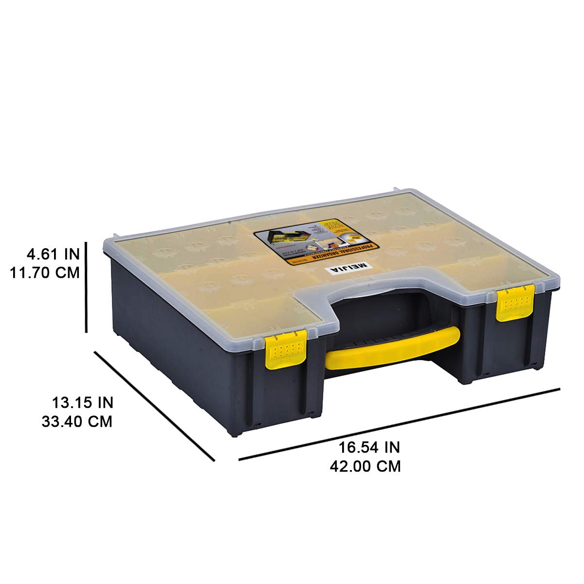 MEIJIA Large Plastic Tool Organizer Box with Removable Dividers - 16.5