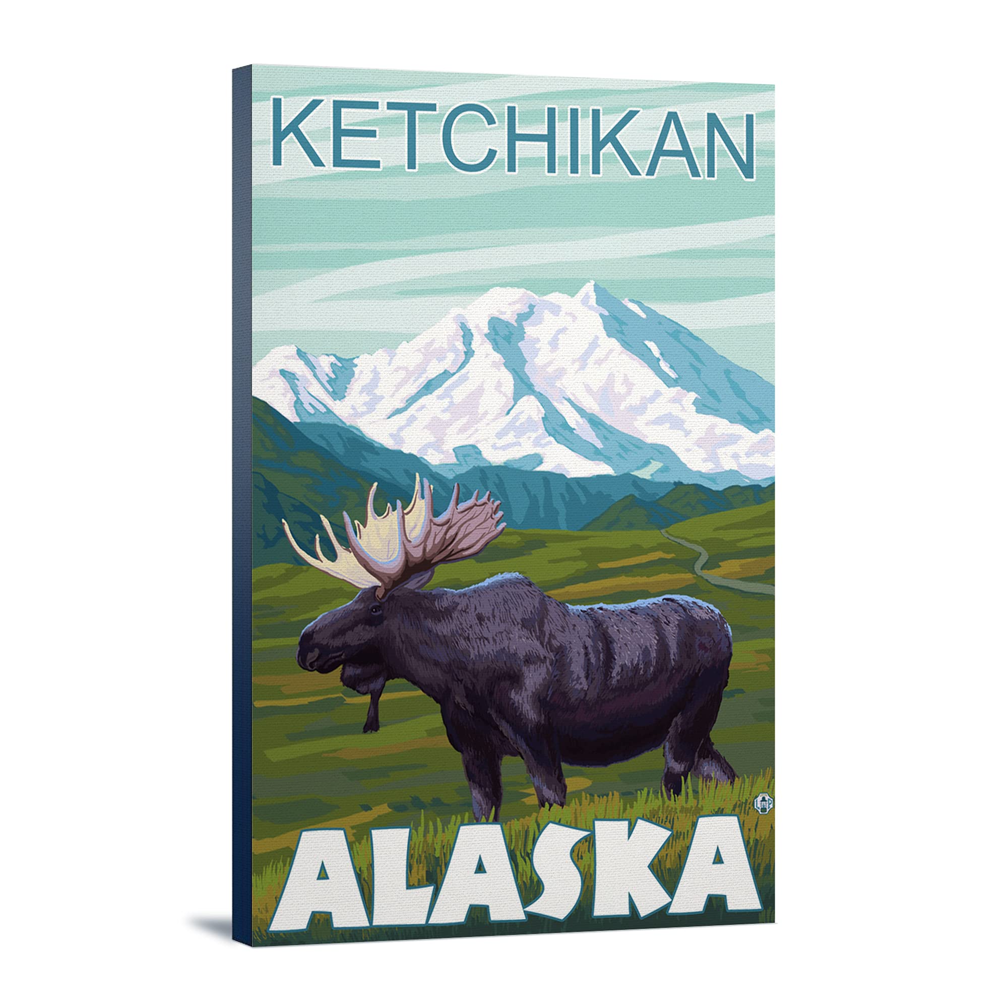 Lantern Press Moose Scene Wall Art - Ketchikan Alaska Landscape Canvas Print (16x24 Inches, Wrapped Canvas) - Perfect for Living Room, Bedroom & Office Decor