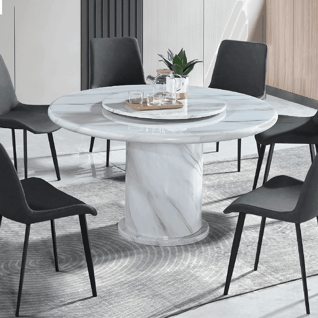 Kirri Round Marble Dining Table - Modern Kitchen & Dining Room Furniture for Small Spaces | Perfect for Breakfast Nook, Apartment, and Contemporary Home Decor