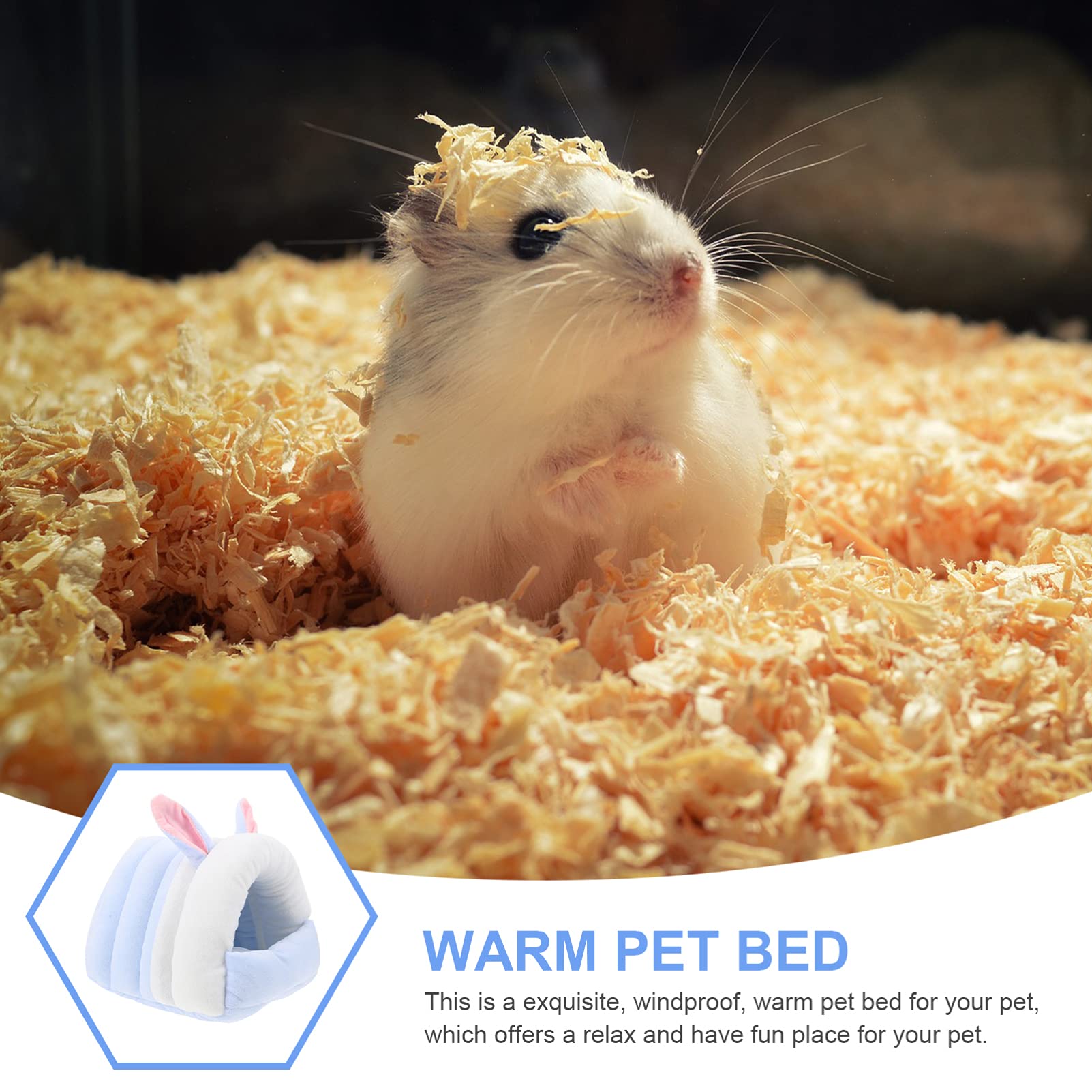Balacoo Hamster Nest - Warm Hanging Bed & Hideout for Small Pets, Plush Hammock with Stuffed Bunnies, Cozy Cotton House for Hamsters, Gerbils & Mice - Perfect for Winter Warmth & Cage Comfort