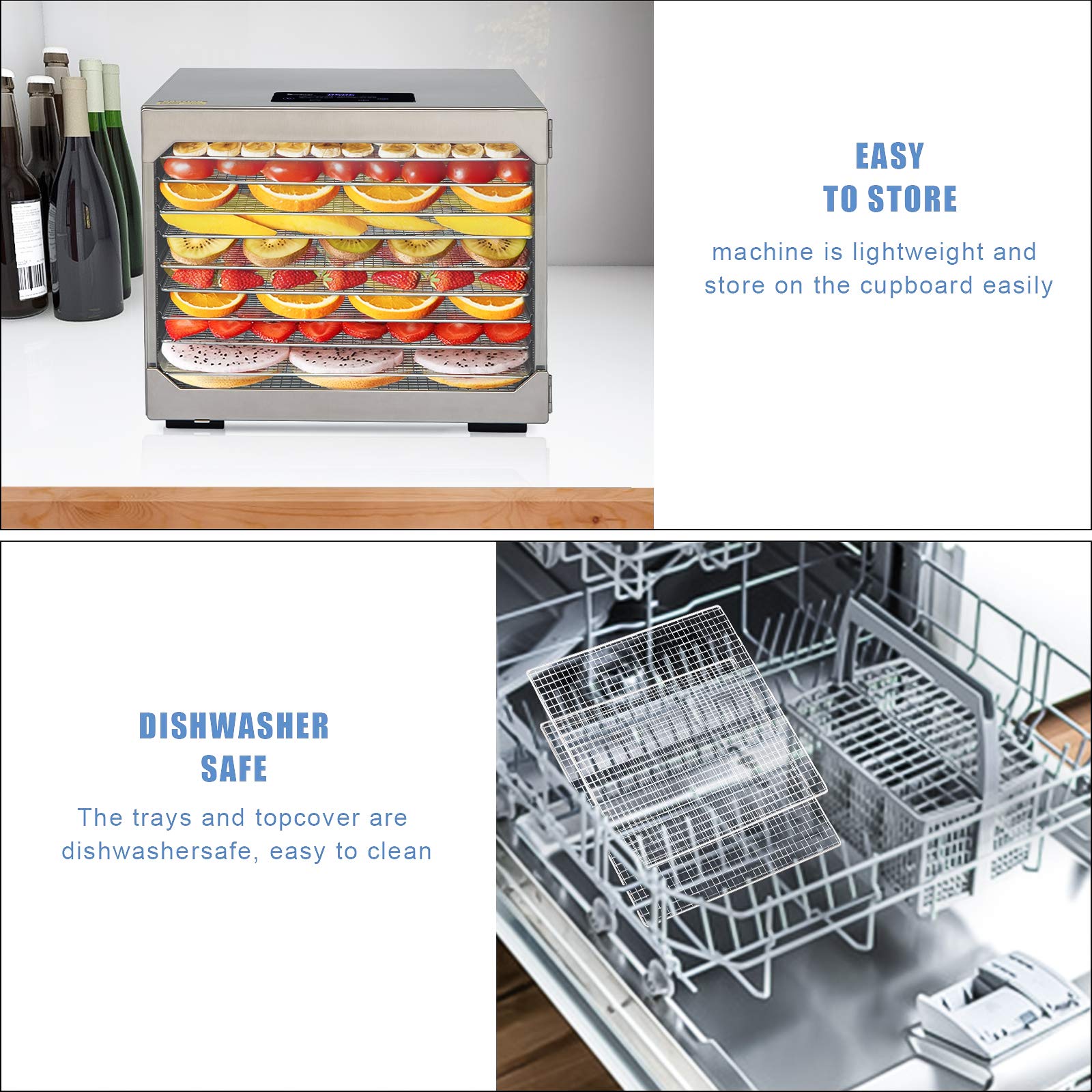 800W Food Dehydrator Machine with Digital Timer & Temperature Control - 10 BPA-Free Trays for Drying Fruits, Vegetables, Meat & Beef Jerky | Perfect for Home Kitchen, Camping & Healthy Snack Preparation