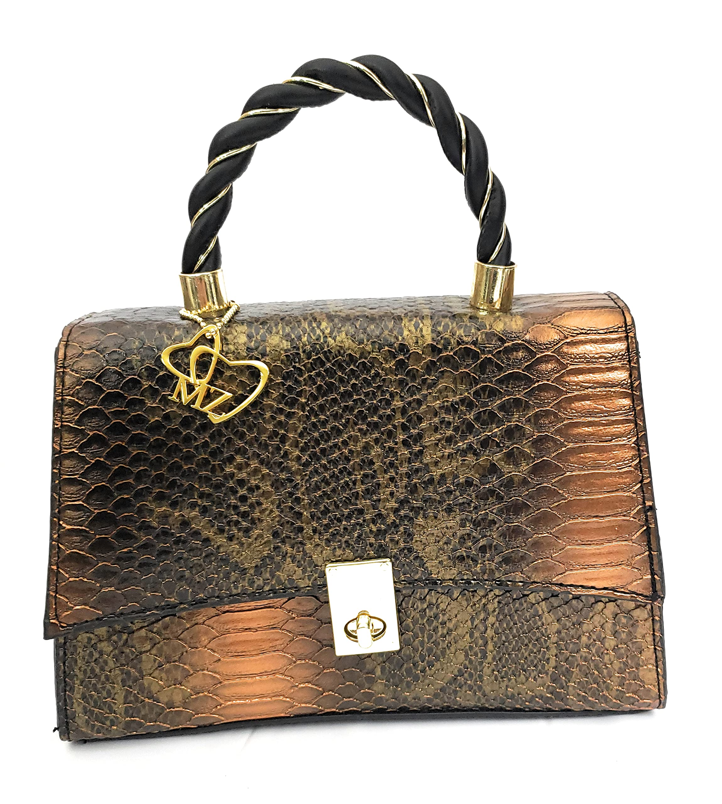 Vegan Leather Handbag for Women - Black Python Skin Texture Shoulder Bag & Crossbody Purse - Perfect for Work, Travel, and Everyday Use