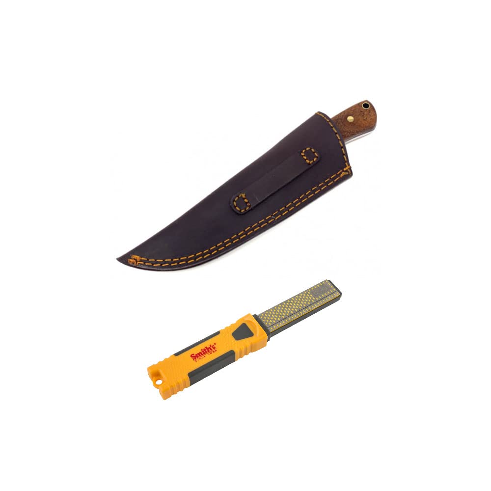 Premium Drop Point Utility Hunting Knife with Diamond Sharpening Stone - 2-Piece Survival Knife Set for Outdoor Camping, Hunting & Bushcraft Adventures