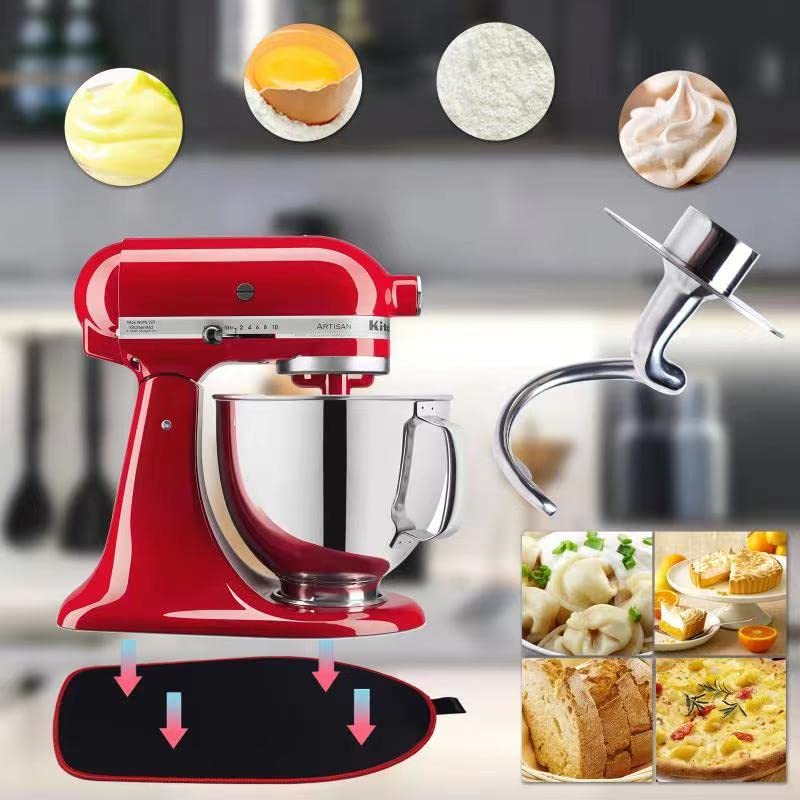 Stainless Steel Spiral Dough Hook & Non-Slip Mixer Mat for KitchenAid 4.5-5QT Tilt-Head Stand Mixer | Dishwasher Safe Baking Accessory | Perfect for Bread, Pizza & Cookie Dough Preparation