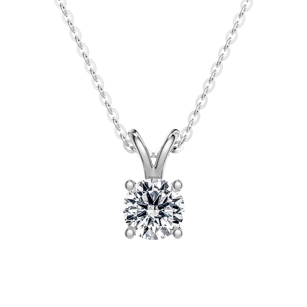 1 CT Round Moissanite Solitaire V-Bale Pendant Necklace - Elegant Jewelry Gift for Women, Perfect for Weddings, Anniversaries & Special Occasions