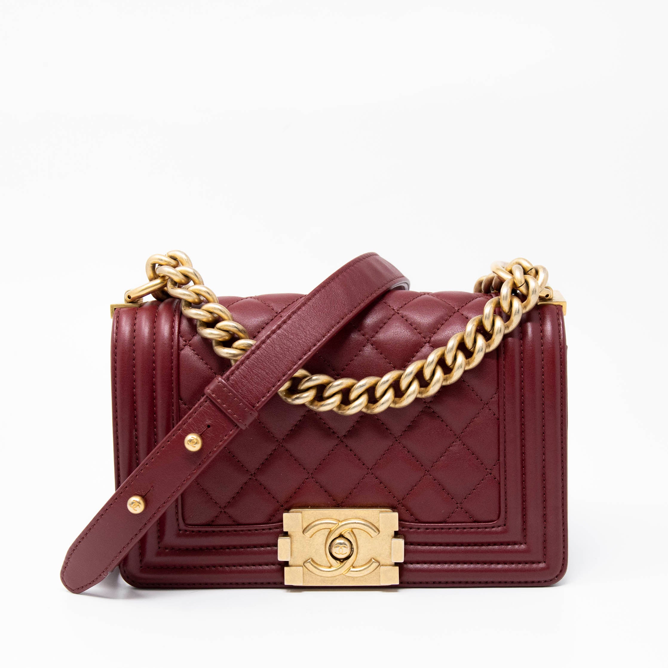 Chanel Burgundy Small Boy Bag - Luxury Leather Crossbody Handbag for Women | Perfect for Parties, Dates & Evening Events
