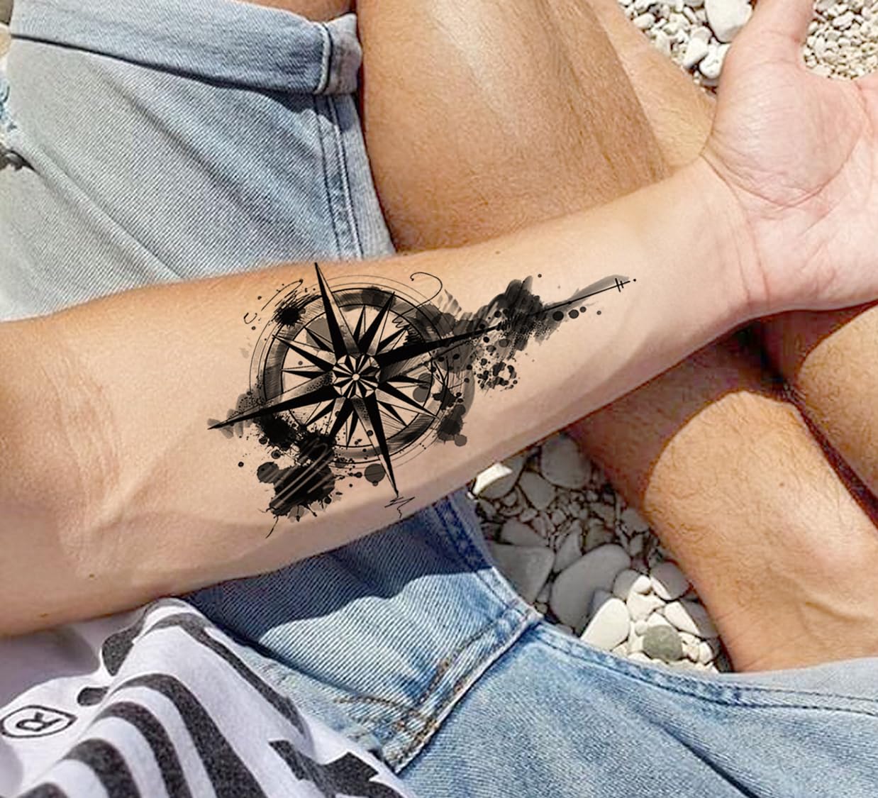 Waterproof Temporary Tattoo Stickers for Men & Women - Realistic 3D Flowers, Butterflies, Stars, Angels, Wolves & Armband Designs (21x12cm) - Perfect for Parties, Halloween, Cosplay & Body Art