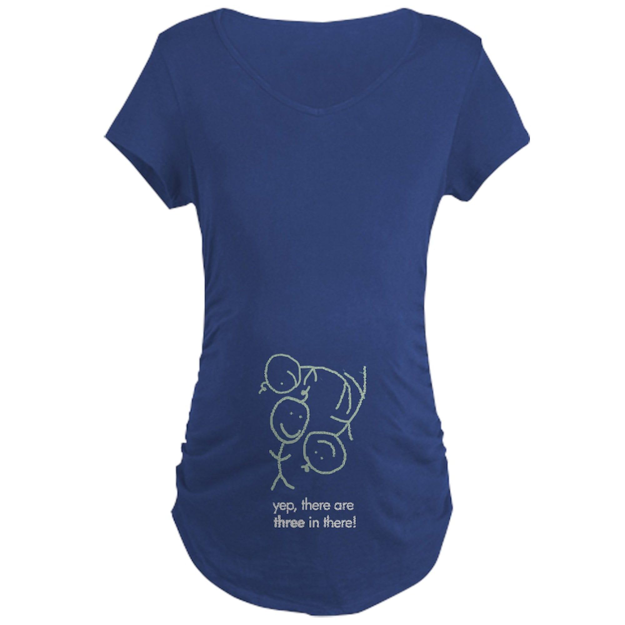 Funny Maternity T-Shirt for Women - 'There are 3 in There!' Dark Ruched Side Pregnancy Tee - Perfect for Baby Showers, Gender Reveals & Maternity Photos