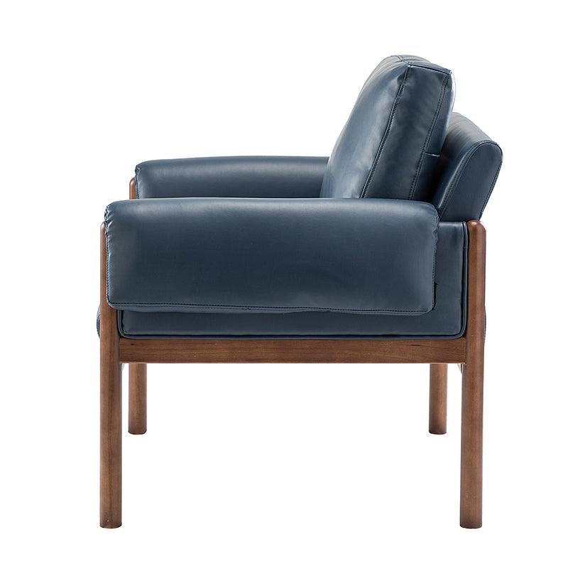 Henry Vegan Leather Armchair - Modern PU Leather Lounge Chair for Living Room, Office & Bedroom - Comfortable Mid-Century Style Accent Chair with Sturdy Metal Legs