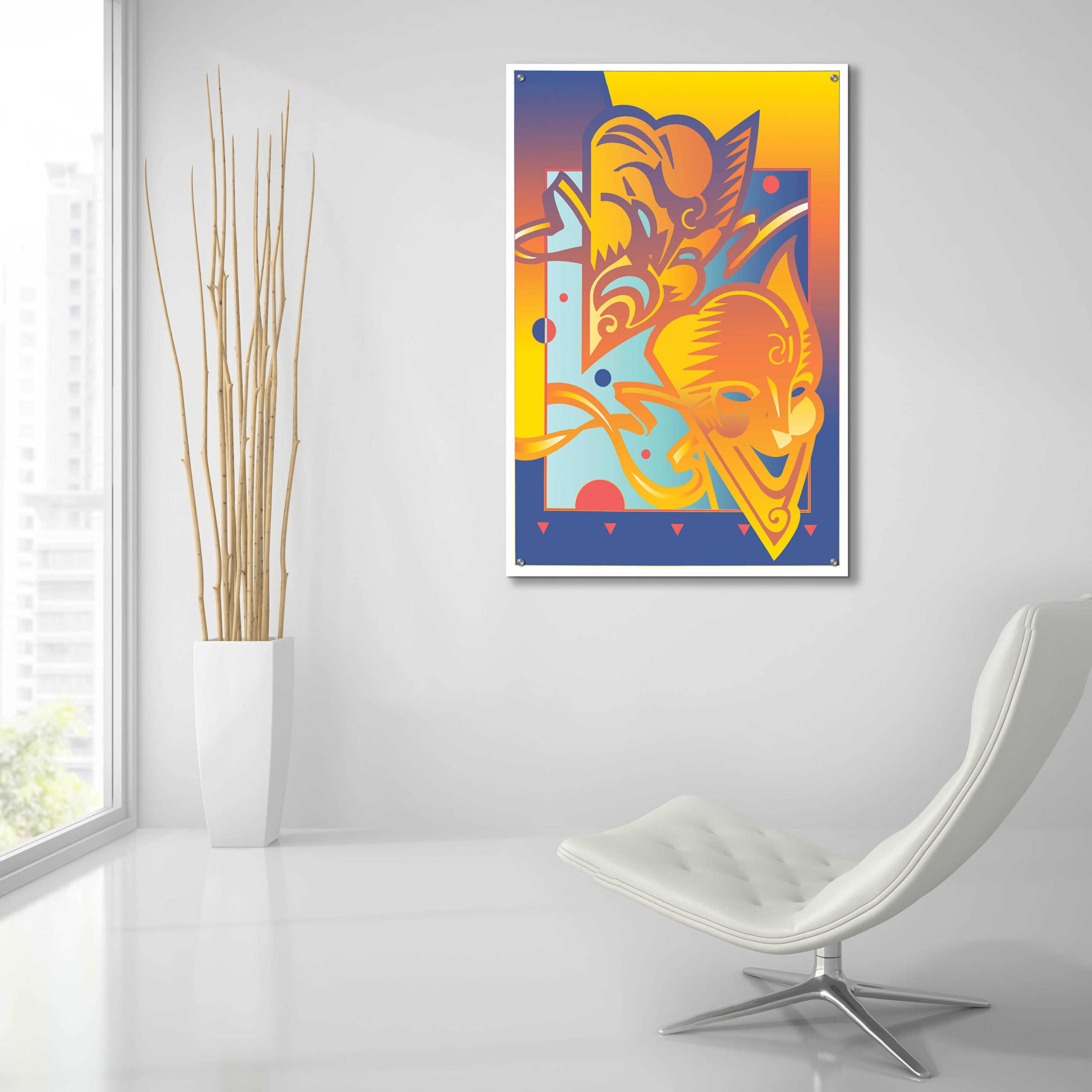 David Chestnutt Theatre Masks Acrylic Glass Wall Art - 24x36 Inches Modern Home Decor for Living Room, Bedroom & Office