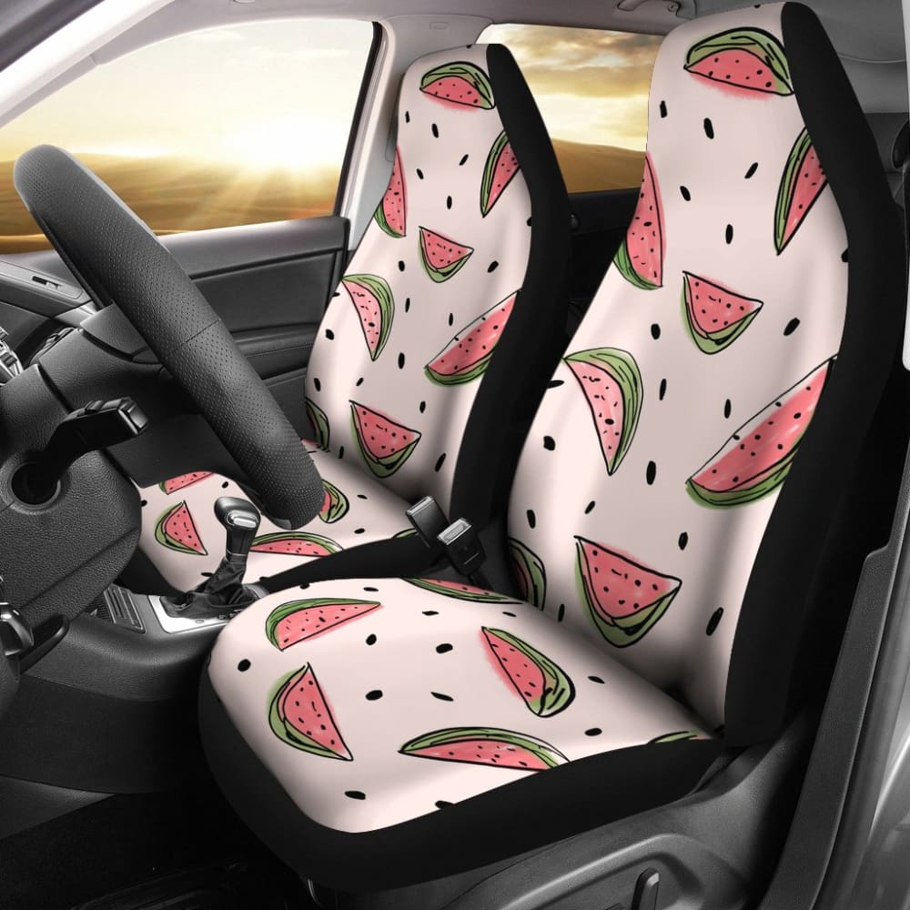 Beauty Art Watermelon Print Car Seat Covers - Summer-Themed Watermelon Pattern Car Accessories for Women's Vehicles - Perfect for Road Trips & Beach Outings