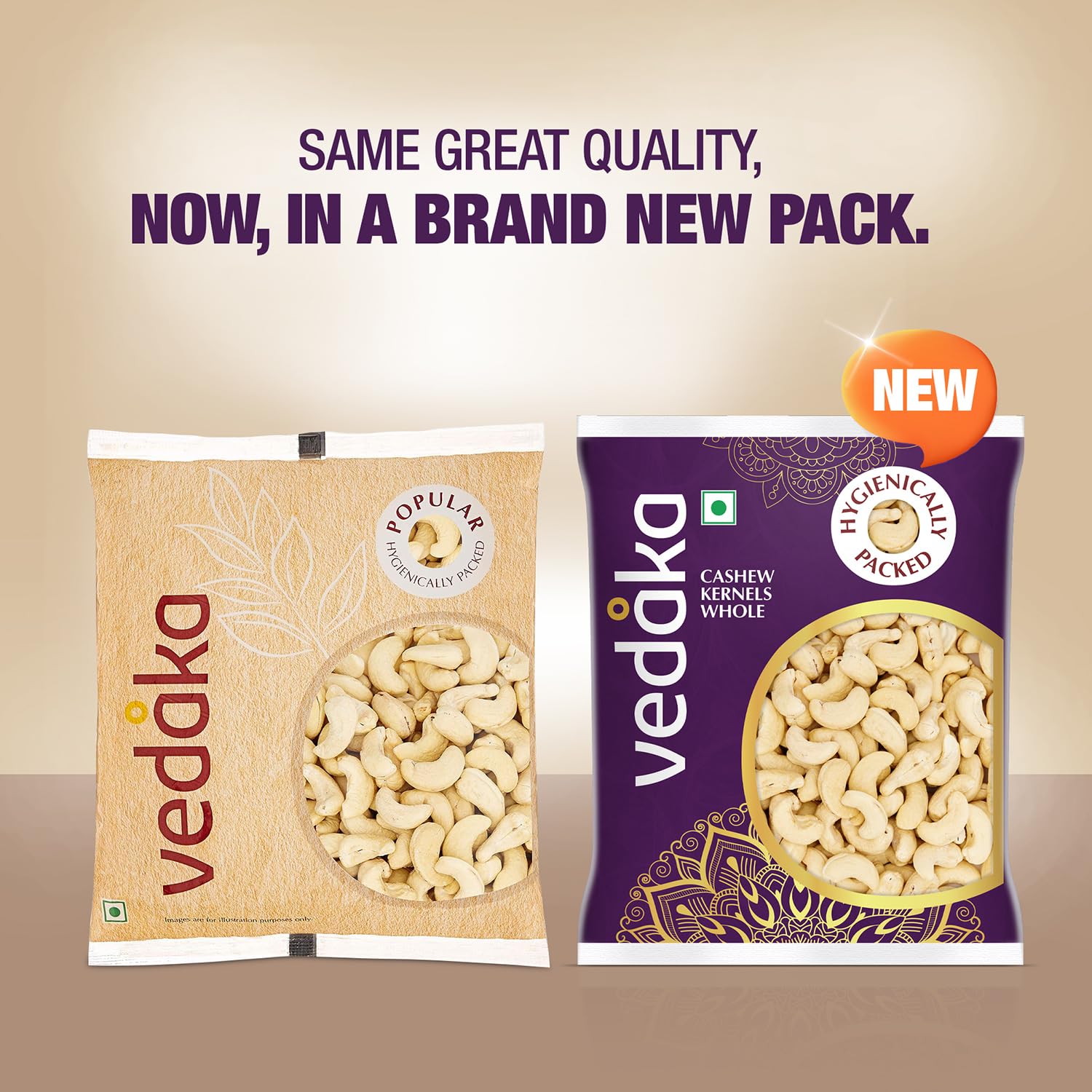 Vedaka Premium Whole Cashews - 200g (7oz) | Unsalted, Non-GMO, Gluten-Free Snack | Perfect for Healthy Eating, Baking & Party Platters