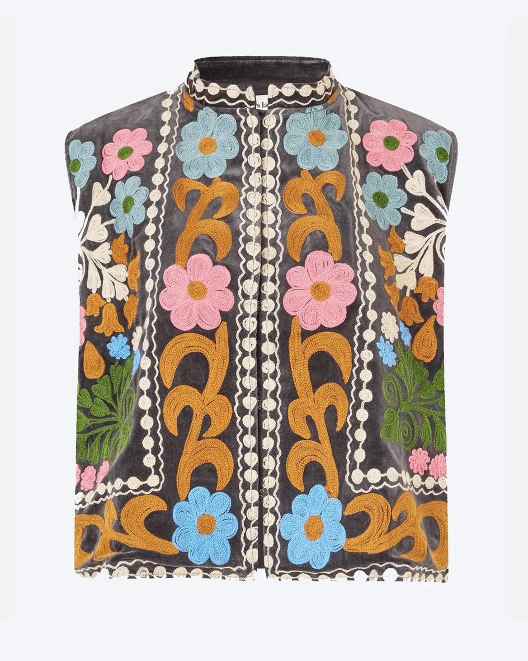Lollys Laundry Embroidered Floral Vest for Women - Elegant Floral Design Summer Vest - Perfect for Casual Outfits, Beach Cover-Up, and Spring Layering