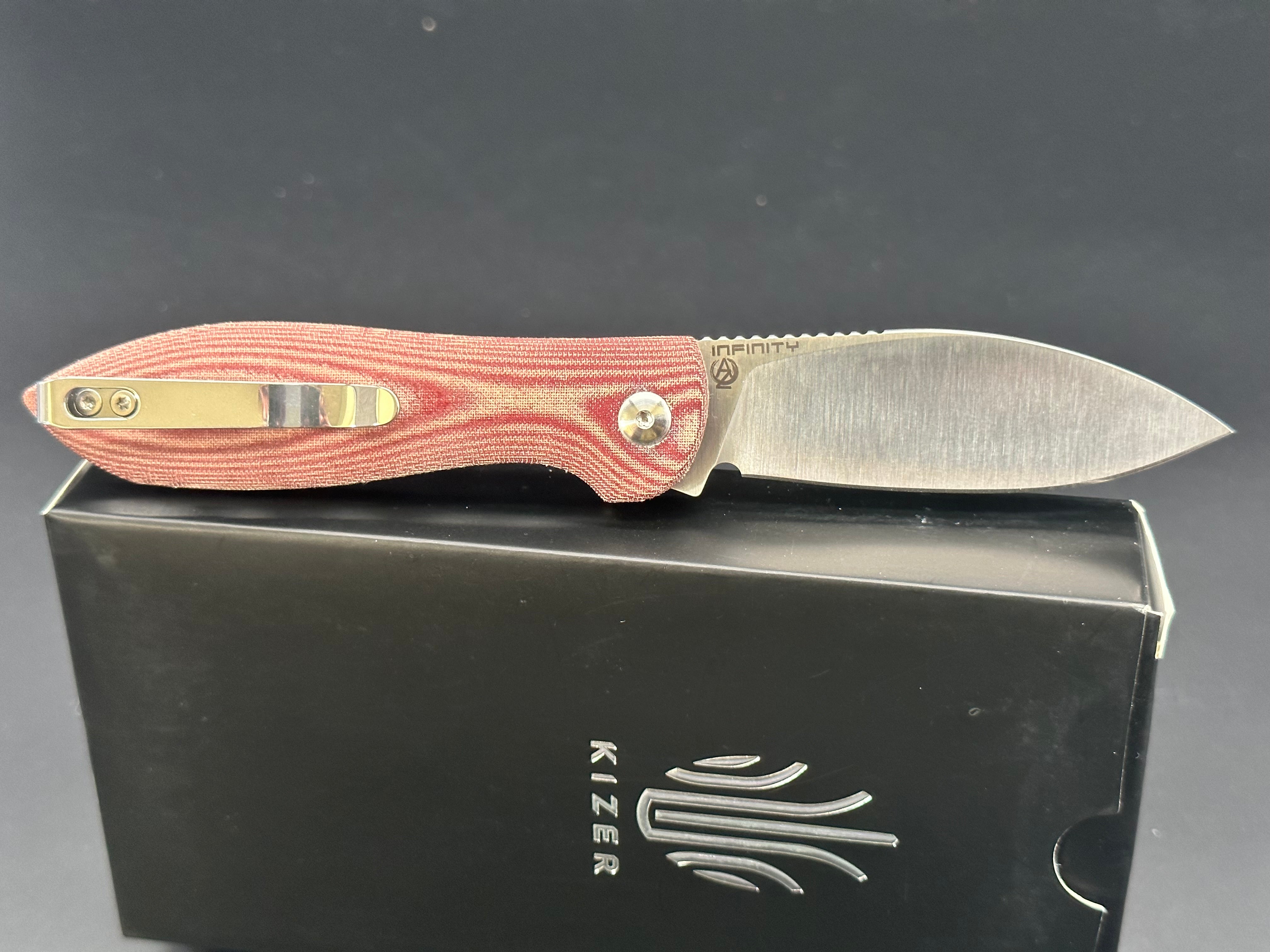Kizer Infinity Red Micarta Pocket Knife - High-Quality EDC Folding Knife for Outdoor, Camping, and Everyday Carry