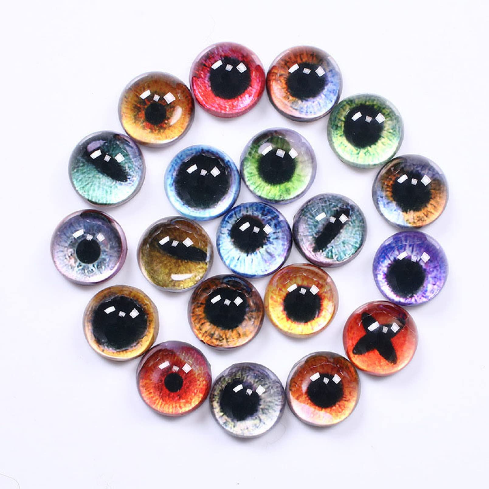 Round Glass Flat Back Doll Eyes - DIY Handmade Jewelry Accessories for Clay Doll Making, Sculptures & Craft Materials - Perfect for Miniature Art, OOAK Dolls & Polymer Clay Creations