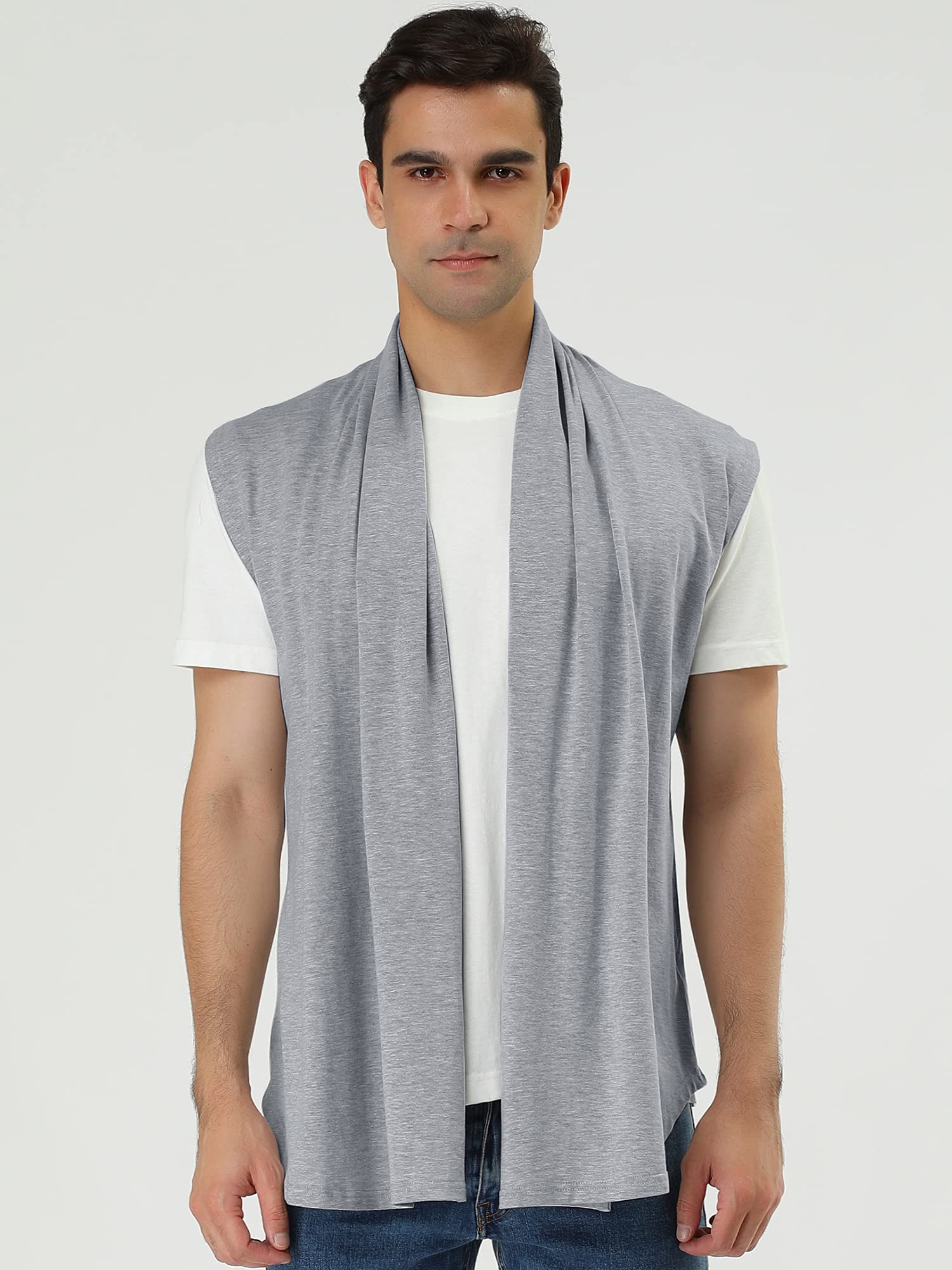Men's Ruffle Shawl Collar Lightweight Vest - Sleeveless Cardigan Drape Cape for Casual Outfits & Layering | Perfect for Fall Fashion, Date Nights & Office Wear