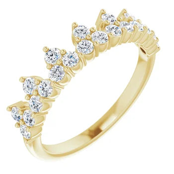 Lab Grown Diamond Accented Crown Ring for Women - Elegant Wedding, Engagement & Party Jewelry Gift