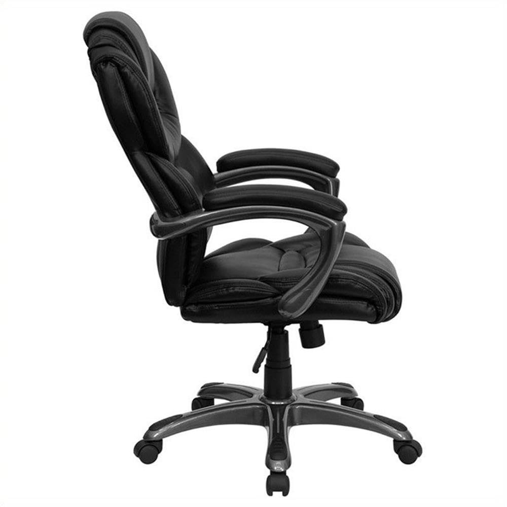 Premium High Back Office Chair with Leather Padded Loop Arms - Ergonomic Executive Desk Chair for Home & Office Workspaces, Long Hours Comfort