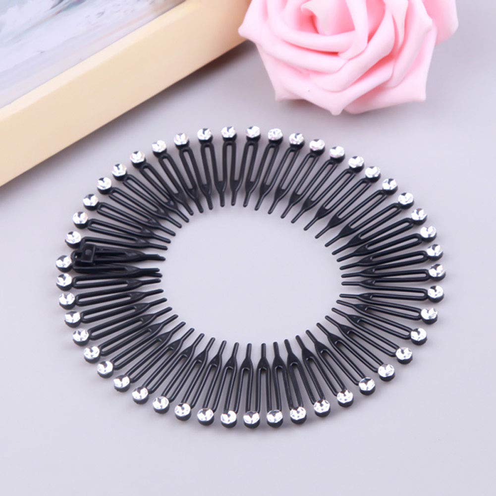 6PCS Stretchable Hair Combs Headband - Soft Flexible Hair Hoop with Teeth for Women - Perfect for Workouts, Yoga, Running & Everyday Styling