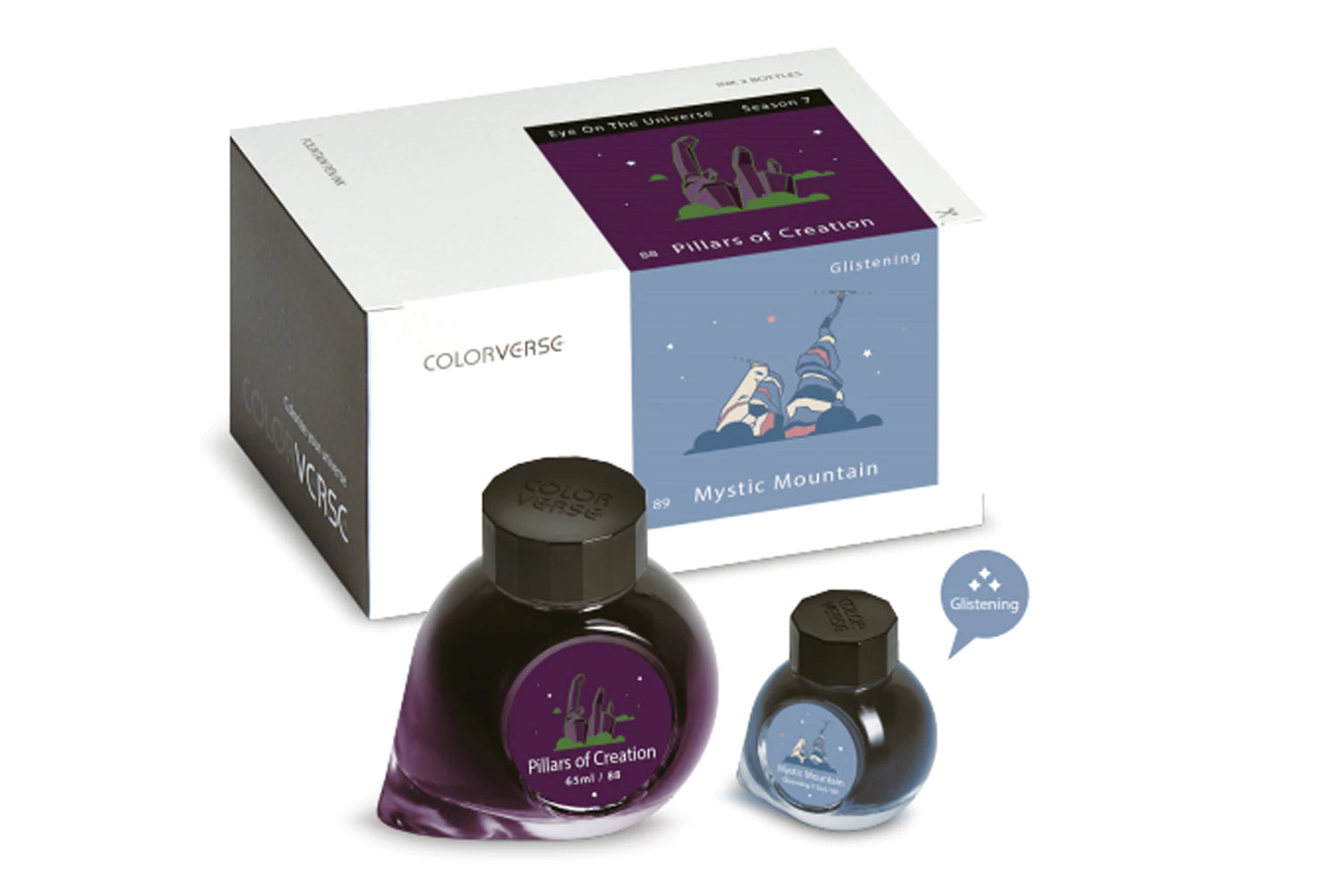 Colorverse Pillars of Creation & Mystic Mountain Fountain Pen Ink Set - 65ml + 15ml Bottled Ink for Calligraphy, Journaling & Artistic Writing