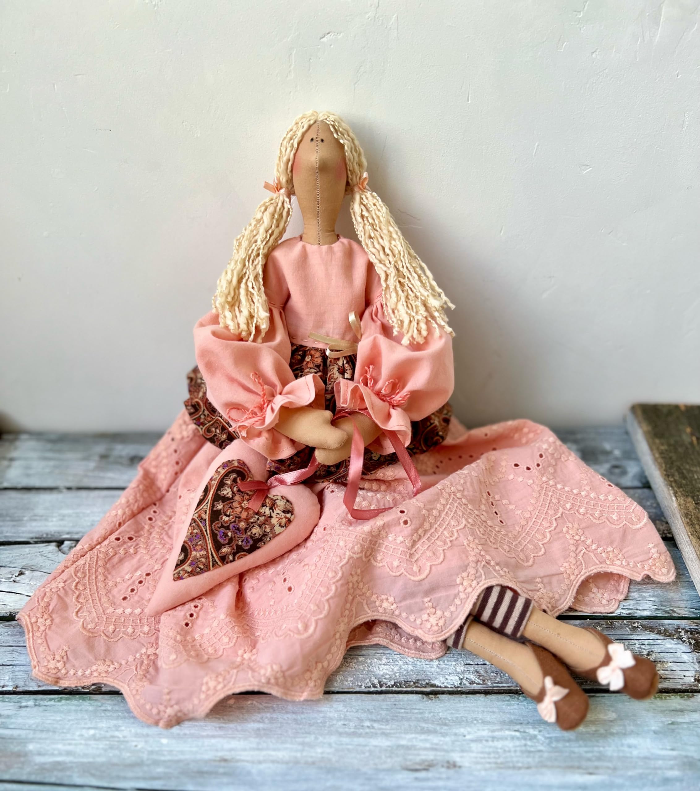 Handmade Boho Coffee Tilda Rag Doll - Cute Textile Kitchen Decor, Angel Home Accent, Unique Gift for Coffee Lovers & Mothers | Perfect for Farmhouse Kitchens, Coffee Shops & Nursery Decor