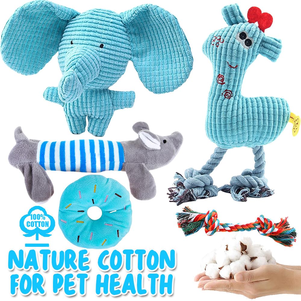 Speedy Panther 6Pcs Dog Chew Toys for Small & Medium Dogs - Puppy Teething Toys for 8+ Weeks, Durable Plush Dog Toy Set | Perfect for Indoor Play, Training Rewards & Anxiety Relief