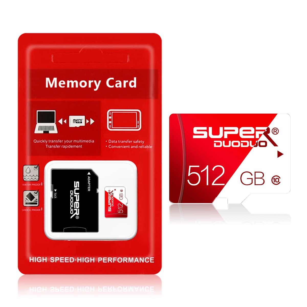 512GB Micro SD Card - High Speed Class 10 TF Memory Card with Adapter for Nintendo Switch, Android Phones, DSLR Cameras, Tablets & Drones - Perfect for 4K Video Recording & Gaming Storage Expansion