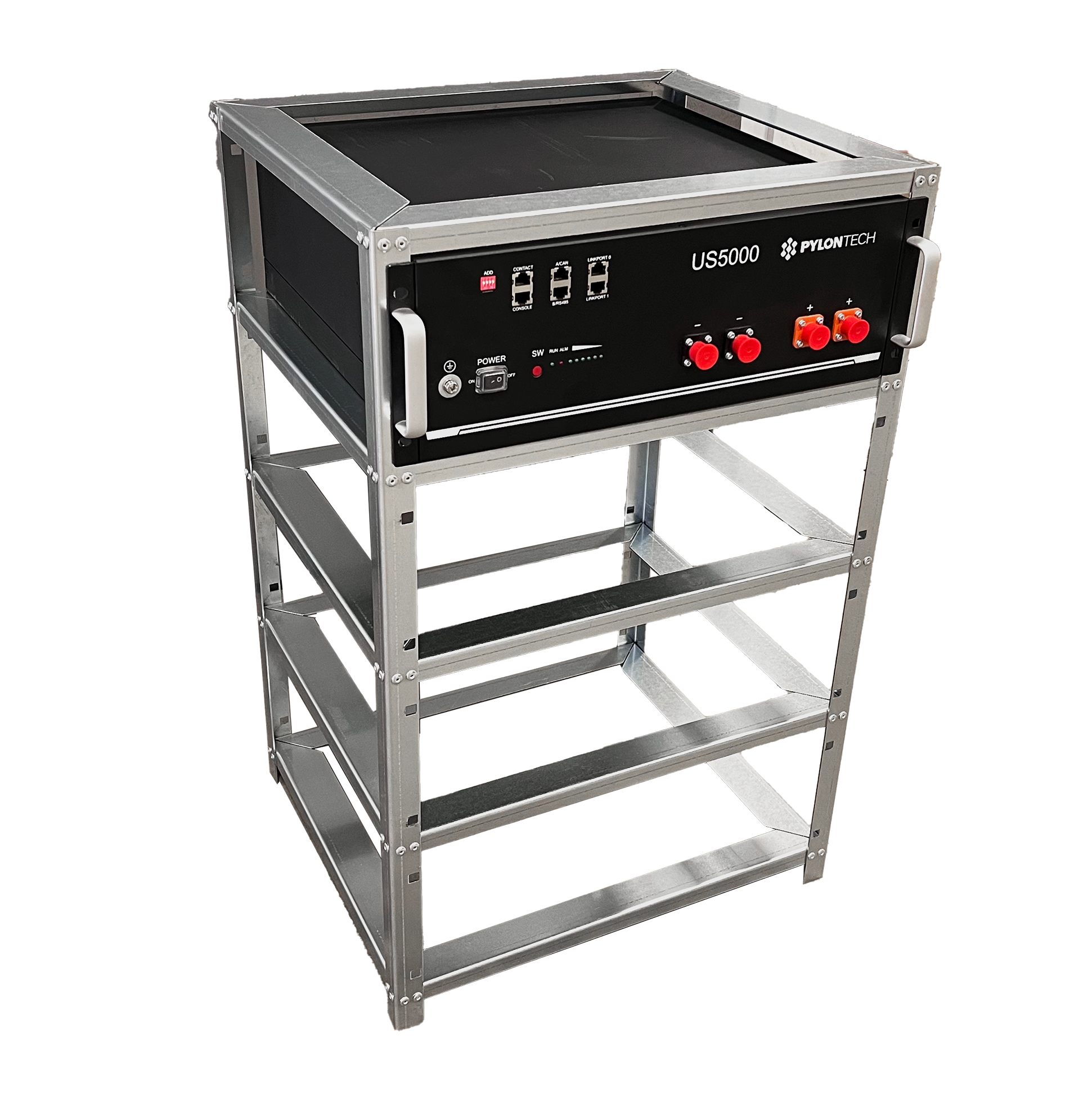 Elios Pylontech Battery Rack for 4 X US5000 | Heavy Duty Galvanized Steel Solar Battery Storage Rack | Perfect for Home Solar Systems & Off-Grid Power Storage