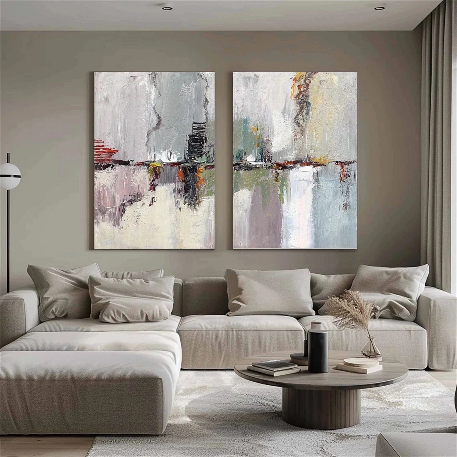 Abstract Painting Set of 2 Modern Wall Art - #AB 444 - Perfect for Living Room, Bedroom & Office Decor