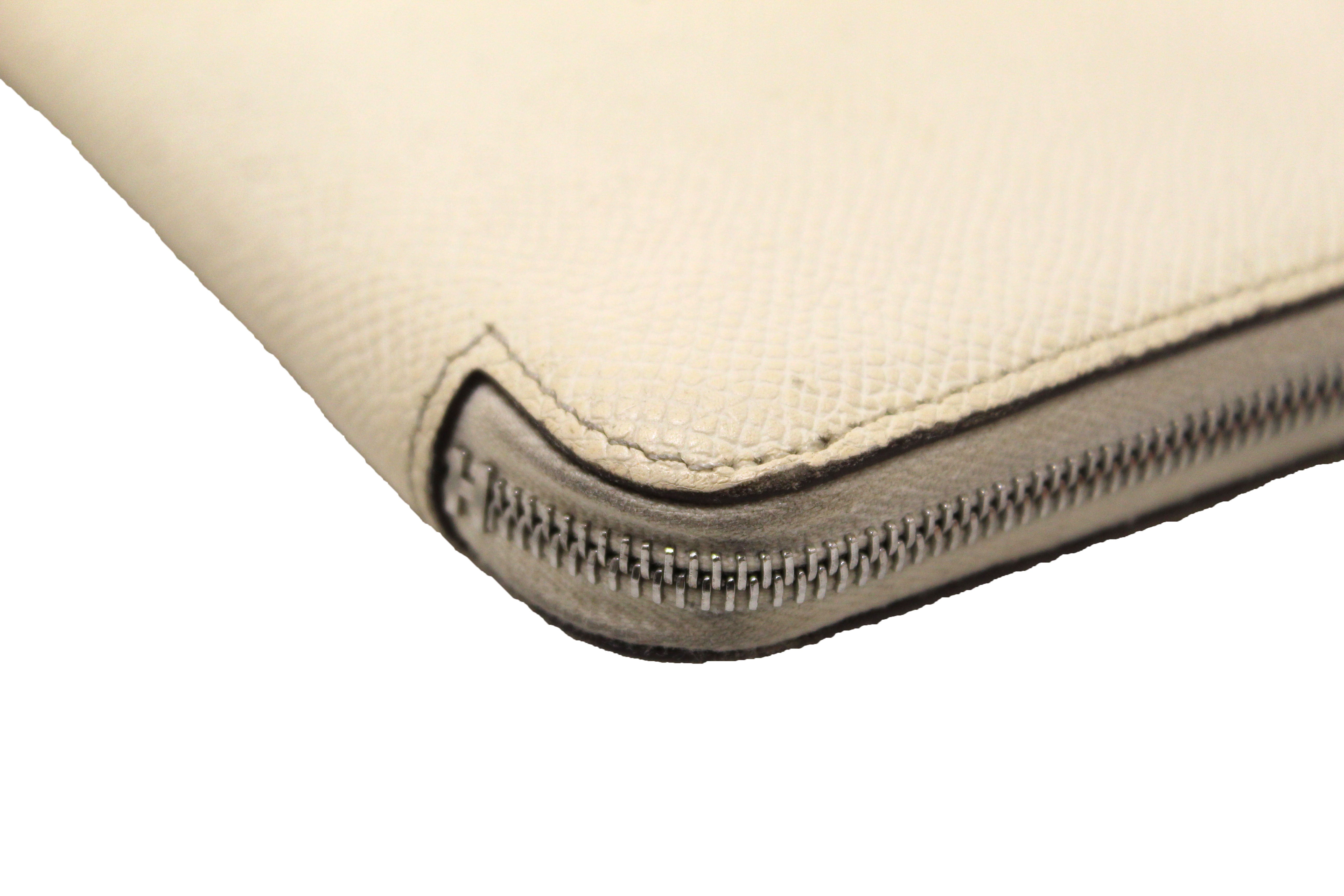 Authentic Hermes White Epsom Leather Azap Silk'In Classic Wallet for Women | Luxury Designer Card Holder & Money Organizer | Perfect for Everyday Use, Travel & Gifting