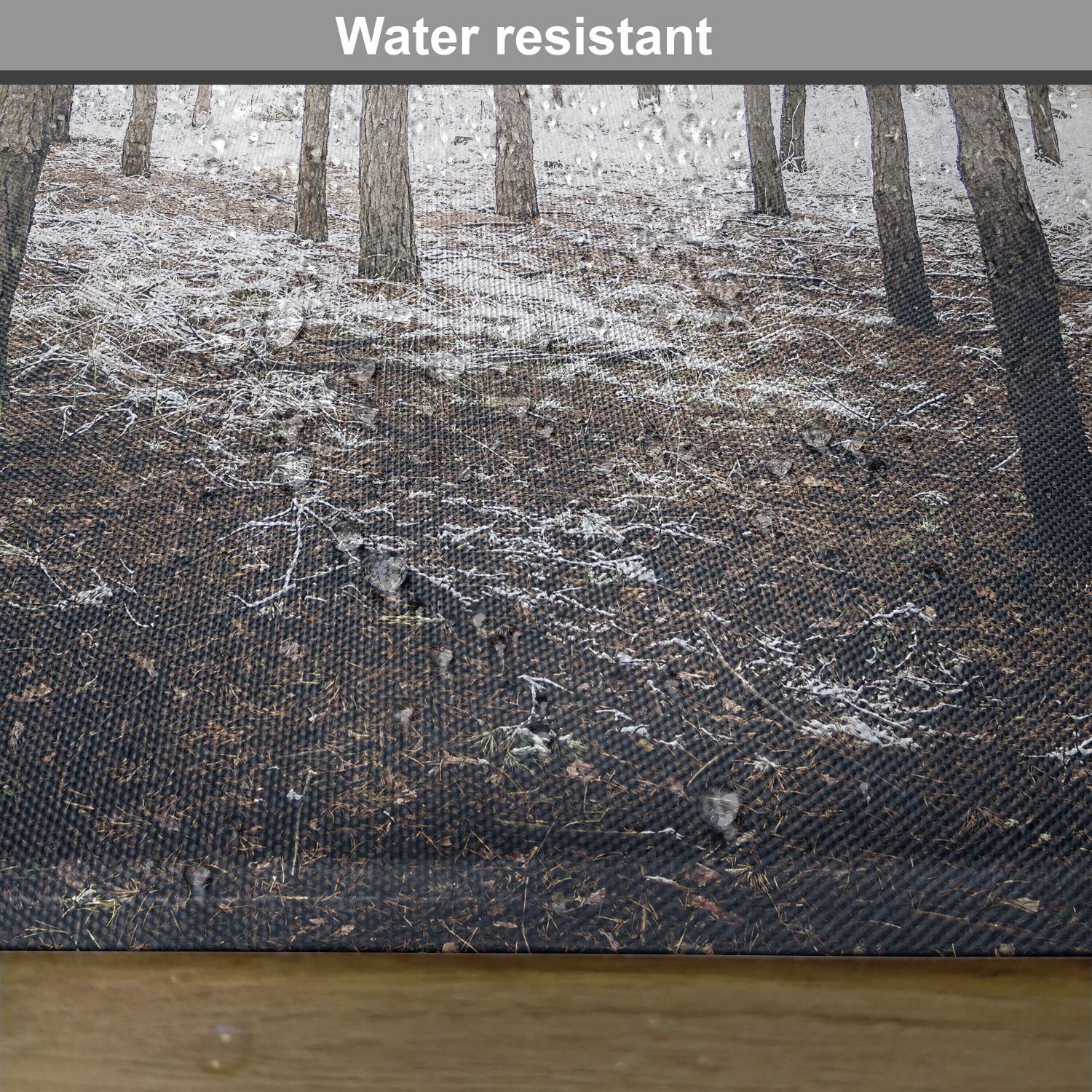 Ambesonne Winter Place Mats Set of 4 - Dark Spooky Misty Forest with Fog and Mystic Birches Print - Washable Fabric Placemats for Dining Room & Kitchen Table Decor - Brown & White - Perfect for Holiday Dinners, Cozy Gatherings, and Seasonal Home Decor